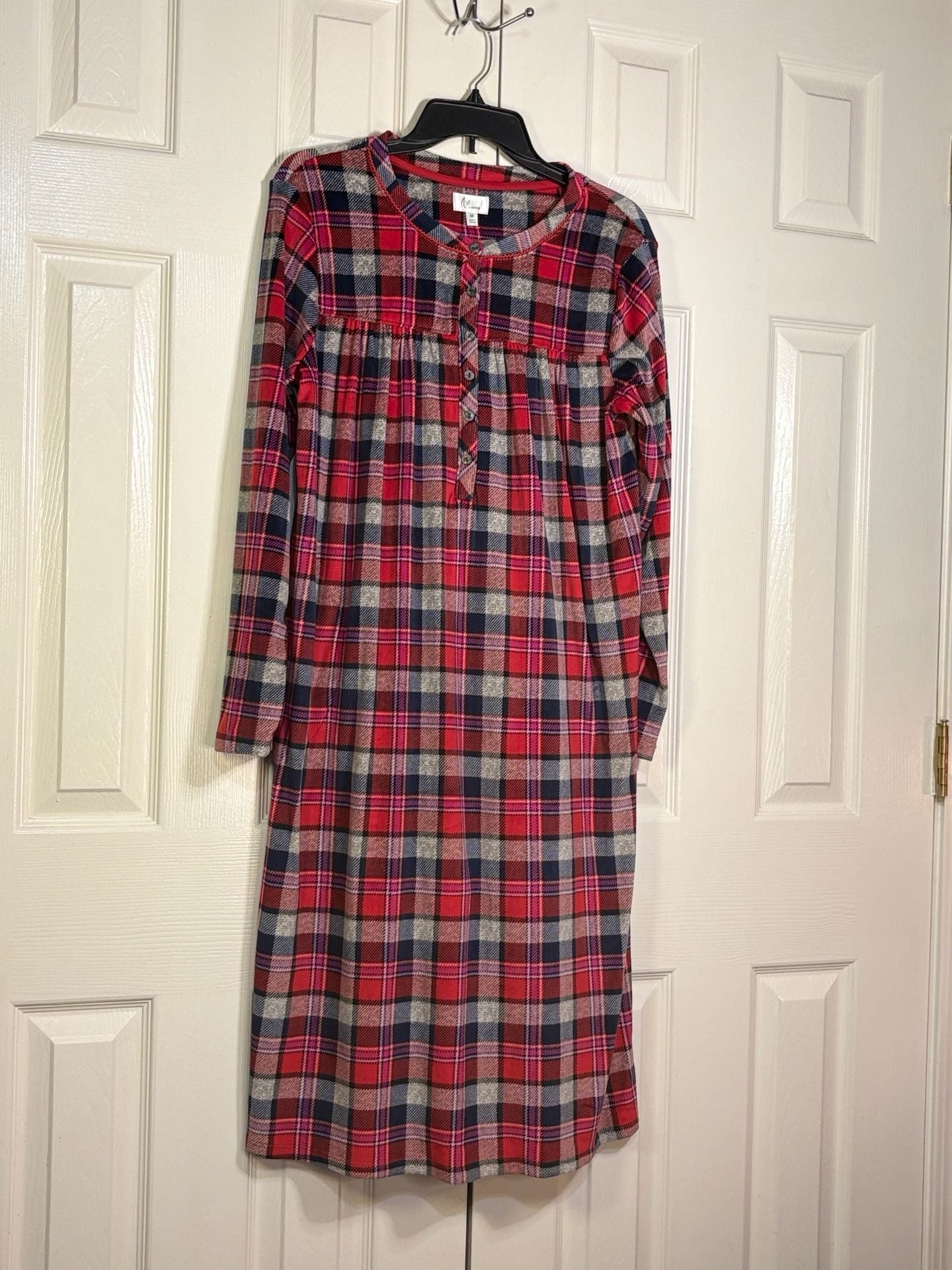 Aria Collection Nightgown Size M Red Plaid Fleece Sleepwear 5