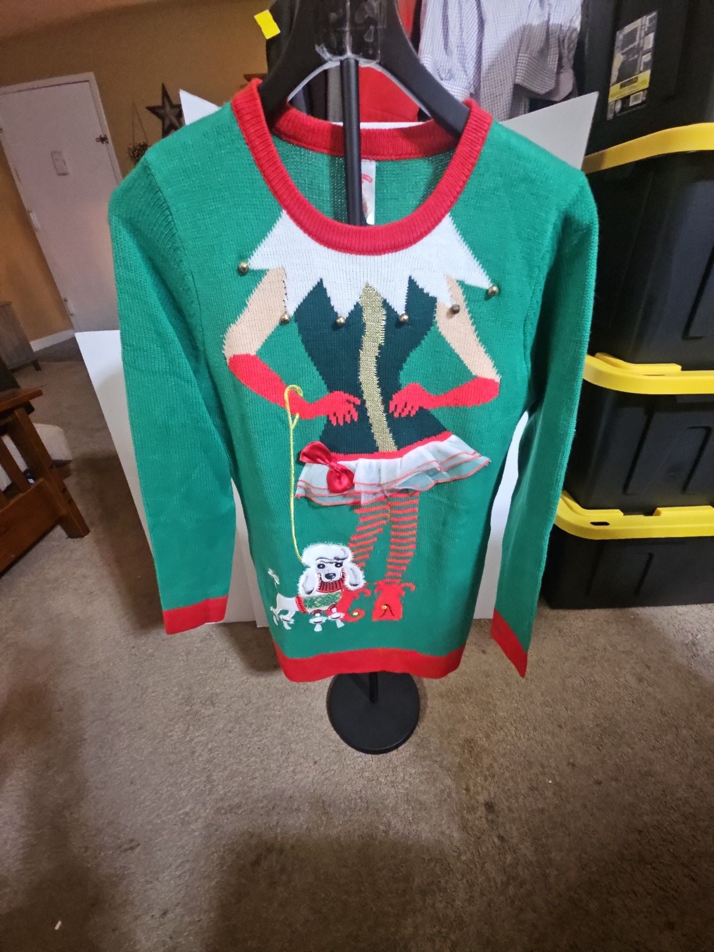 Holiday Time Ugly Christmas Sweater dress Size S (4-6) Elf Poodle 2