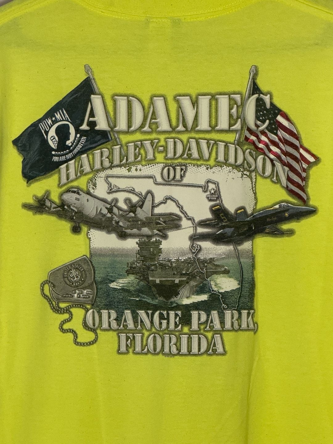 Harley-Davidson Adamec Orange Park T-Shirt Neon Yellow Graphic 3