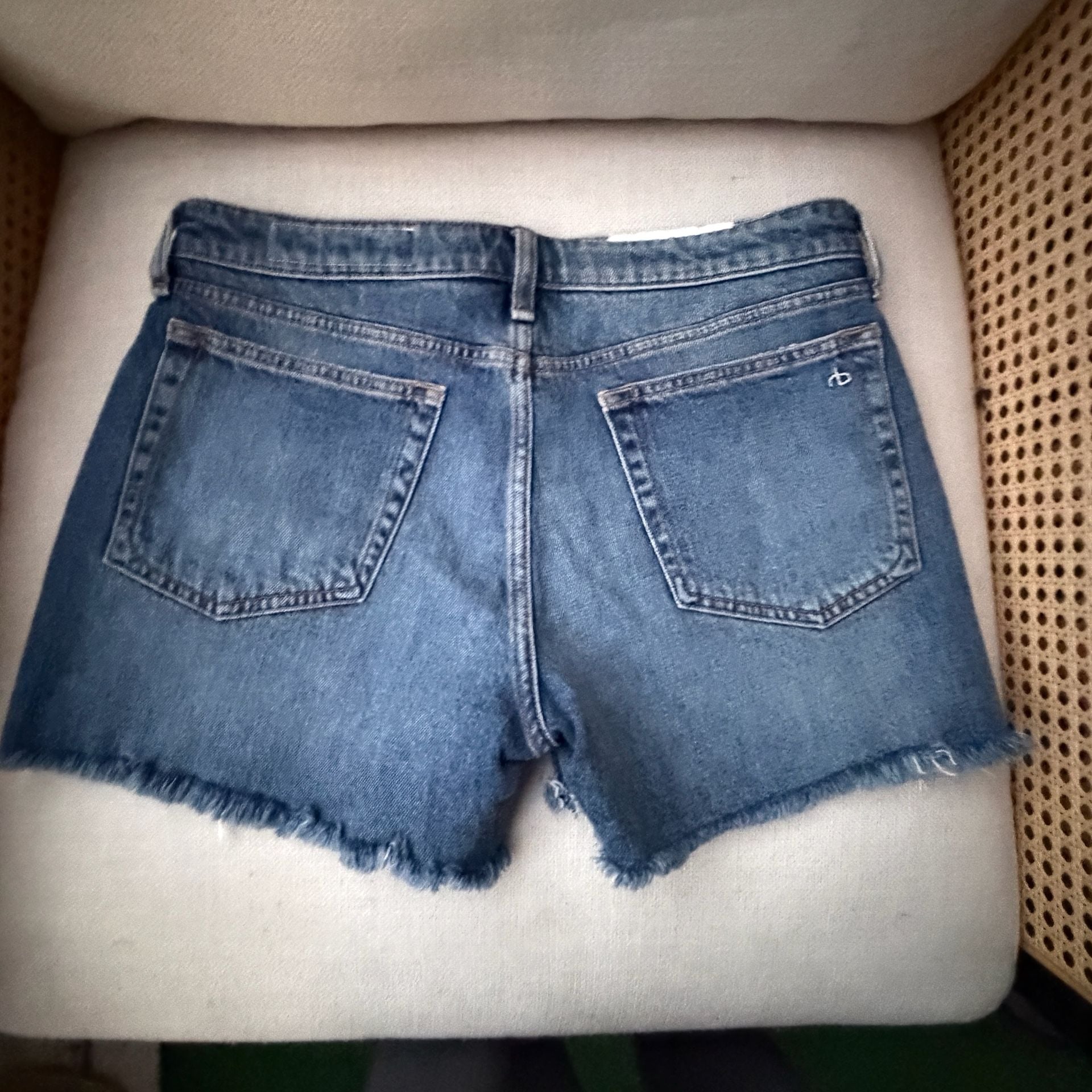Rag & Bone Dre Low Rise Denim Shorts Size 27 Blue Distressed Frayed Hem 9