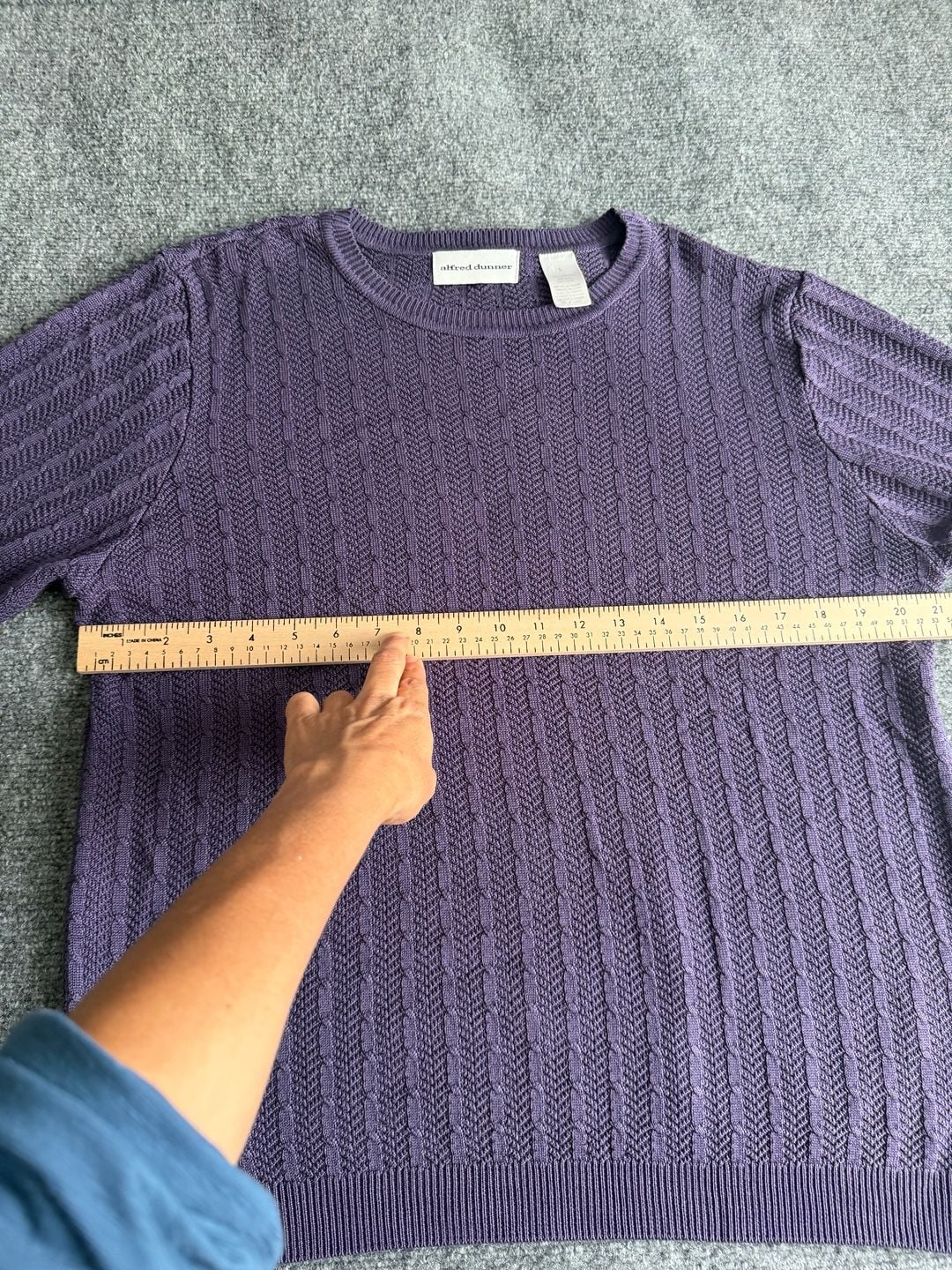 Alfred Dunner Short Sleeve Knit Top Size L Purple Cable Knit 4