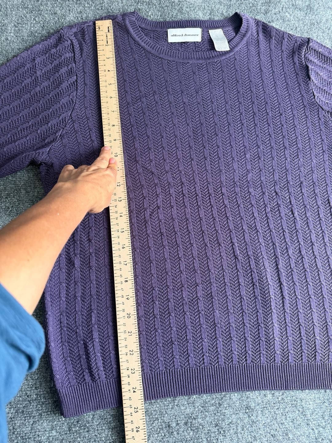 Alfred Dunner Short Sleeve Knit Top Size L Purple Cable Knit 5