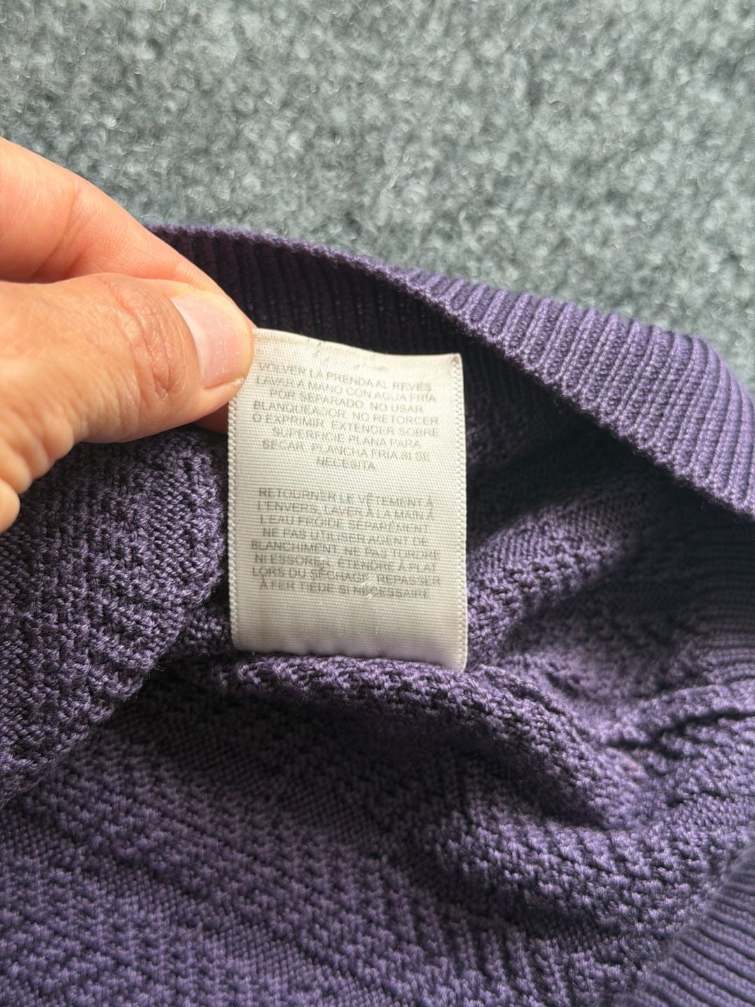 Alfred Dunner Short Sleeve Knit Top Size L Purple Cable Knit 10
