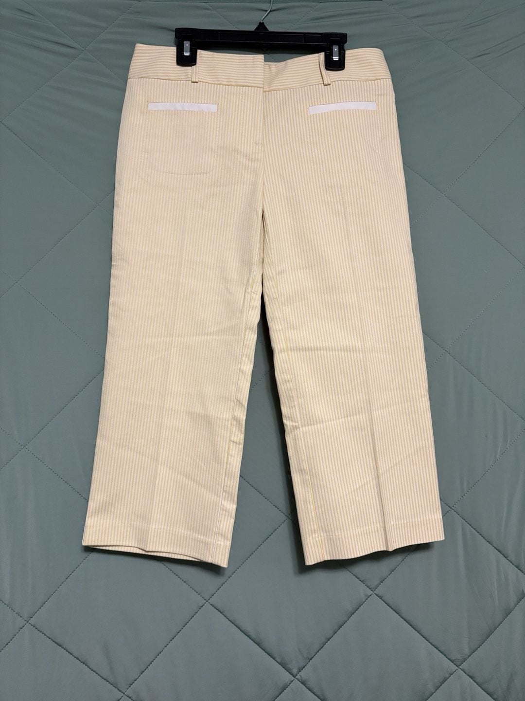 To The Max Striped Pants Size 2 Yellow White Crop Trousers 2