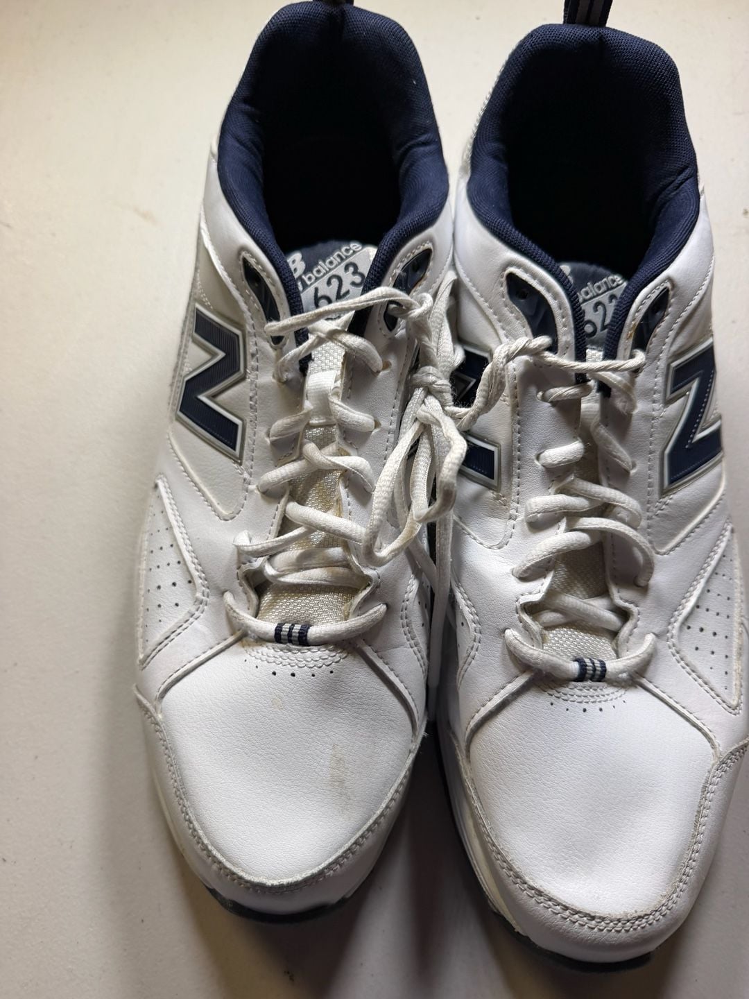 New Balance MX623WN3 Size 16 White Navy Leather Training Shoes 2