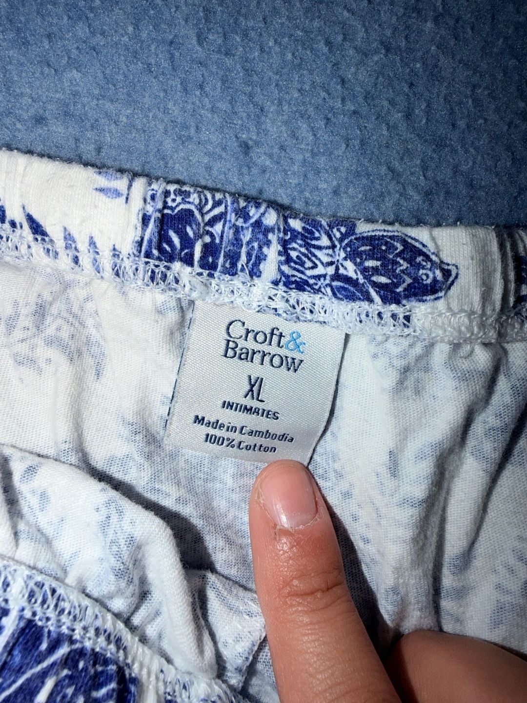 Blue & White Paisley Print Drawstring Lounge Pants 3