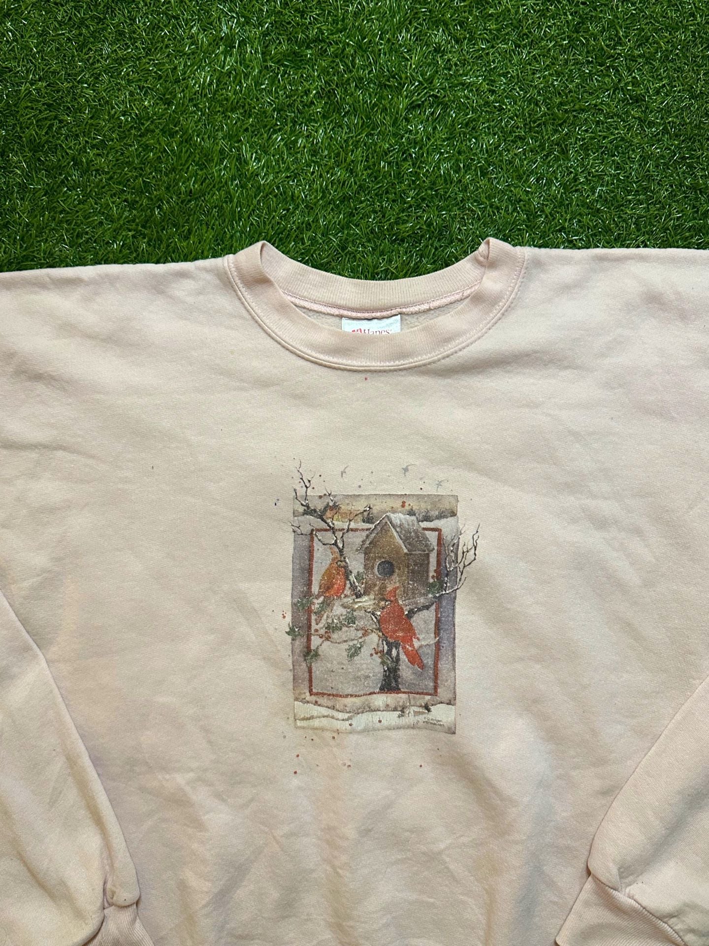 Y2K 2000s Hanes Cardinal Birdhouse Graphic Sweatshirt. 4