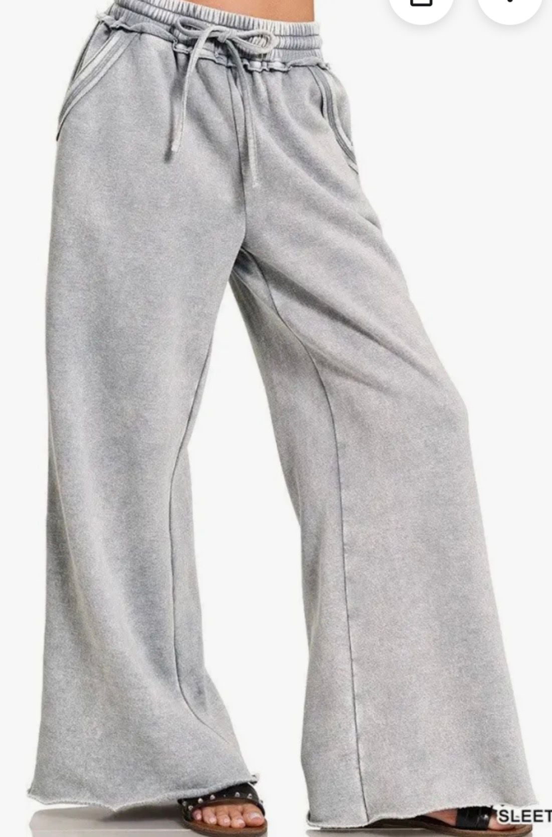Sleet Acid Wash Fleece Palazzo Sweatpants – , 2