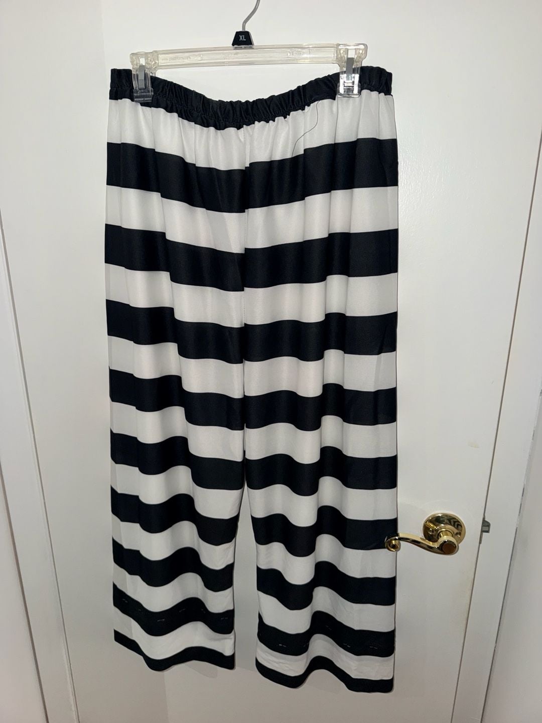 Prisoner Costume XL Black White Striped Shirt Pants Hat 3