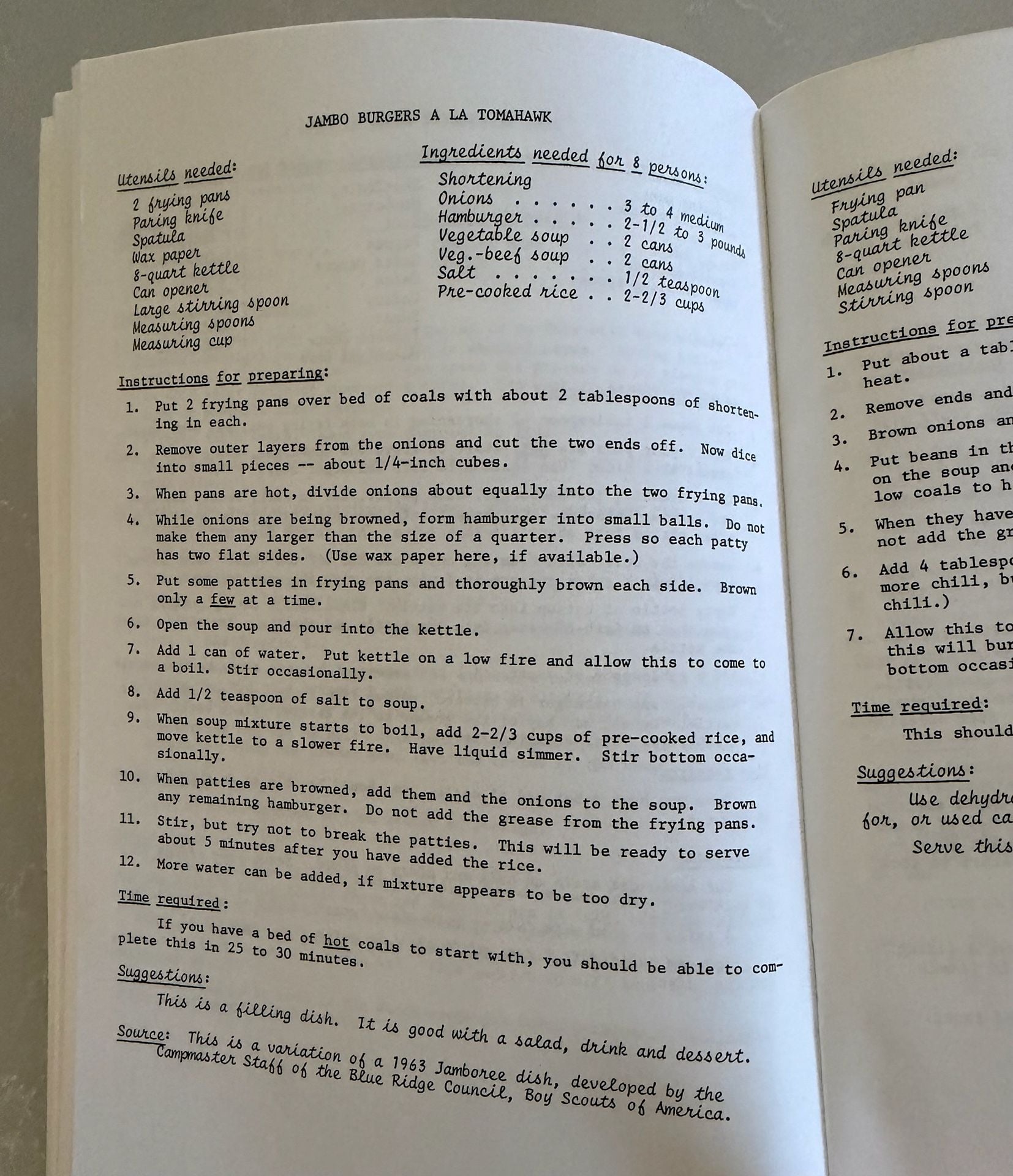 Boy Scouts Of America Camp Cookery For Small Groups Recipe Book 4