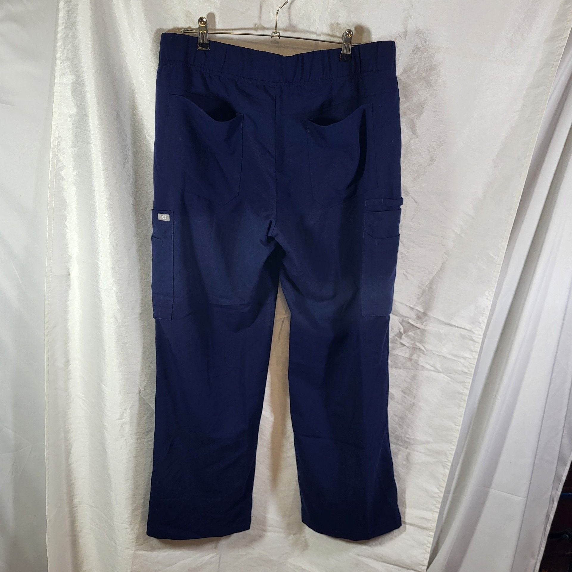 Figs Technical Collection Scrub Pants Size L Navy Blue Cargo Drawstring 2