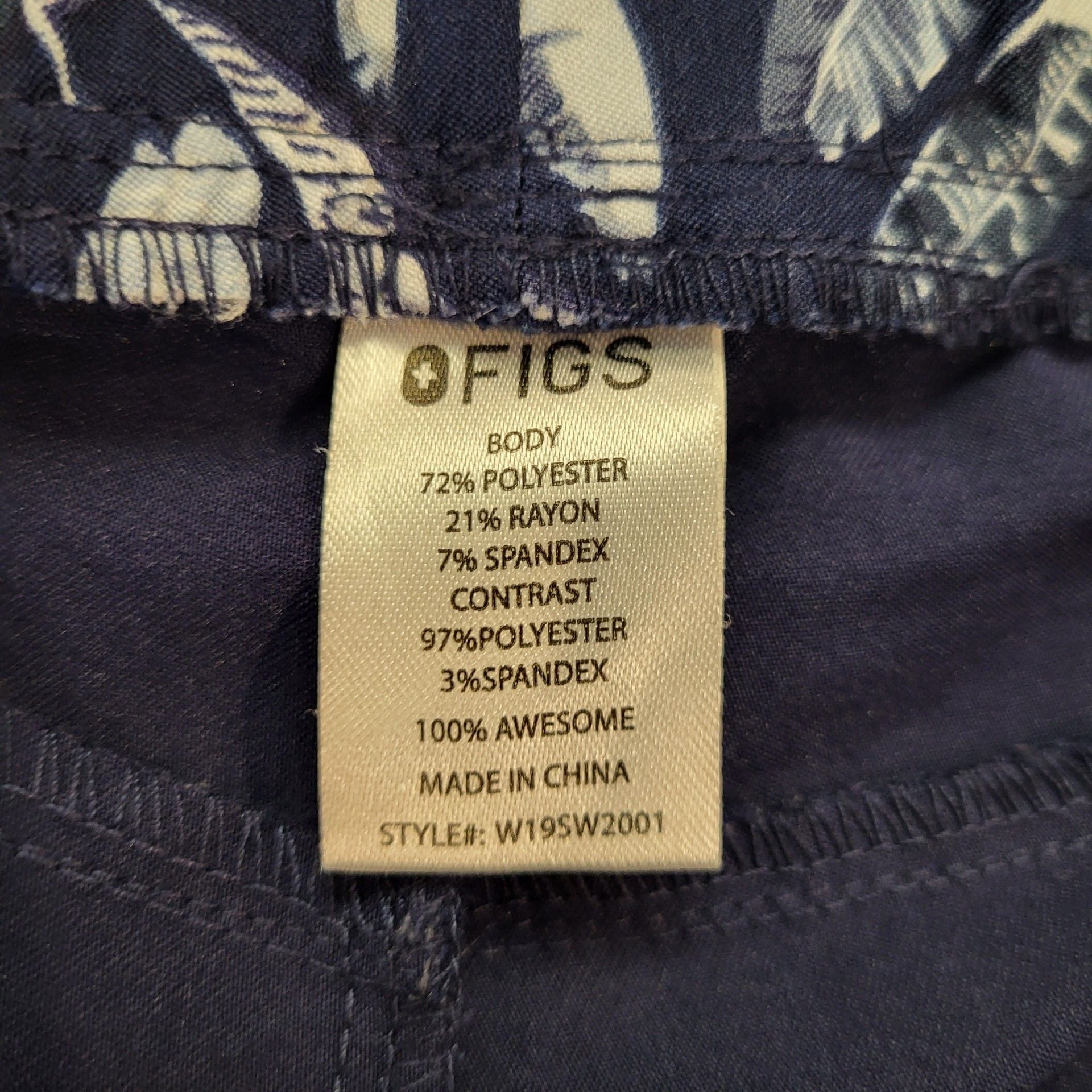 Figs Technical Collection Scrub Pants Size L Navy Blue Cargo Drawstring 3