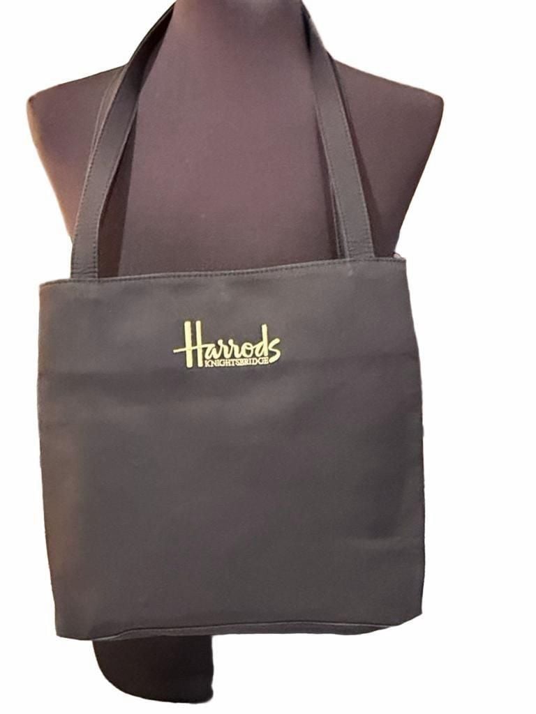 Harrods Knightsbridge Black Logo Shoulder Tote Bag 2