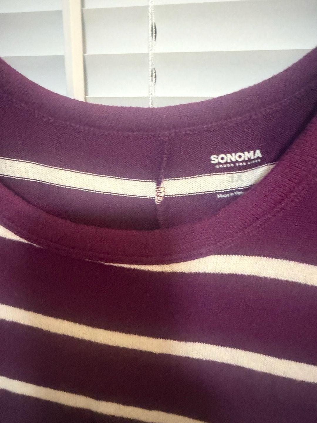 Burgundy Striped Long Sleeve Scoop Neck Top 5