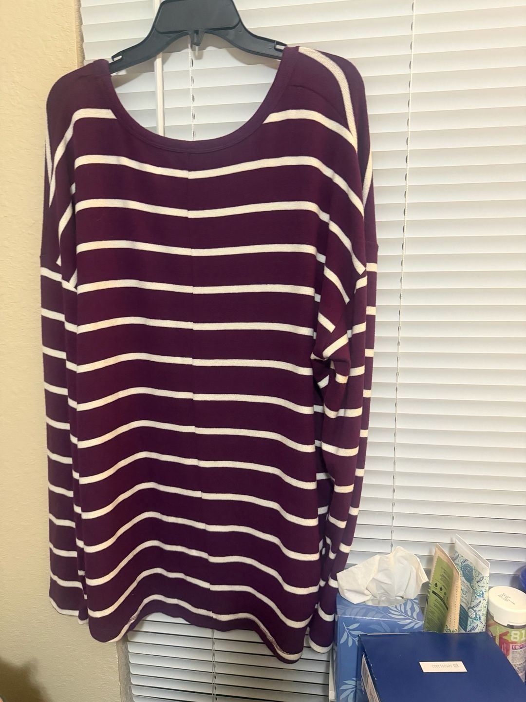 Burgundy Striped Long Sleeve Scoop Neck Top 6