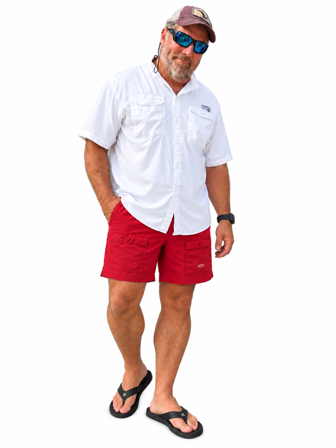 AFTCO Bluewater Fishing Shorts Red- size 38 2