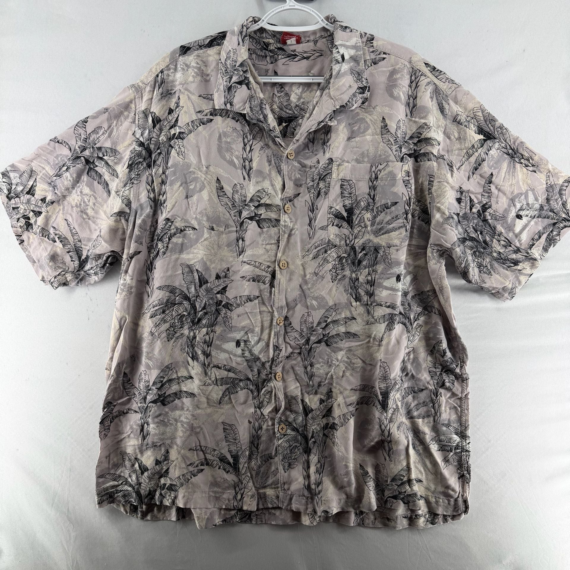 1685 Junction West Tropical Palm Leaf Button Down Shirt XXL Gray 2
