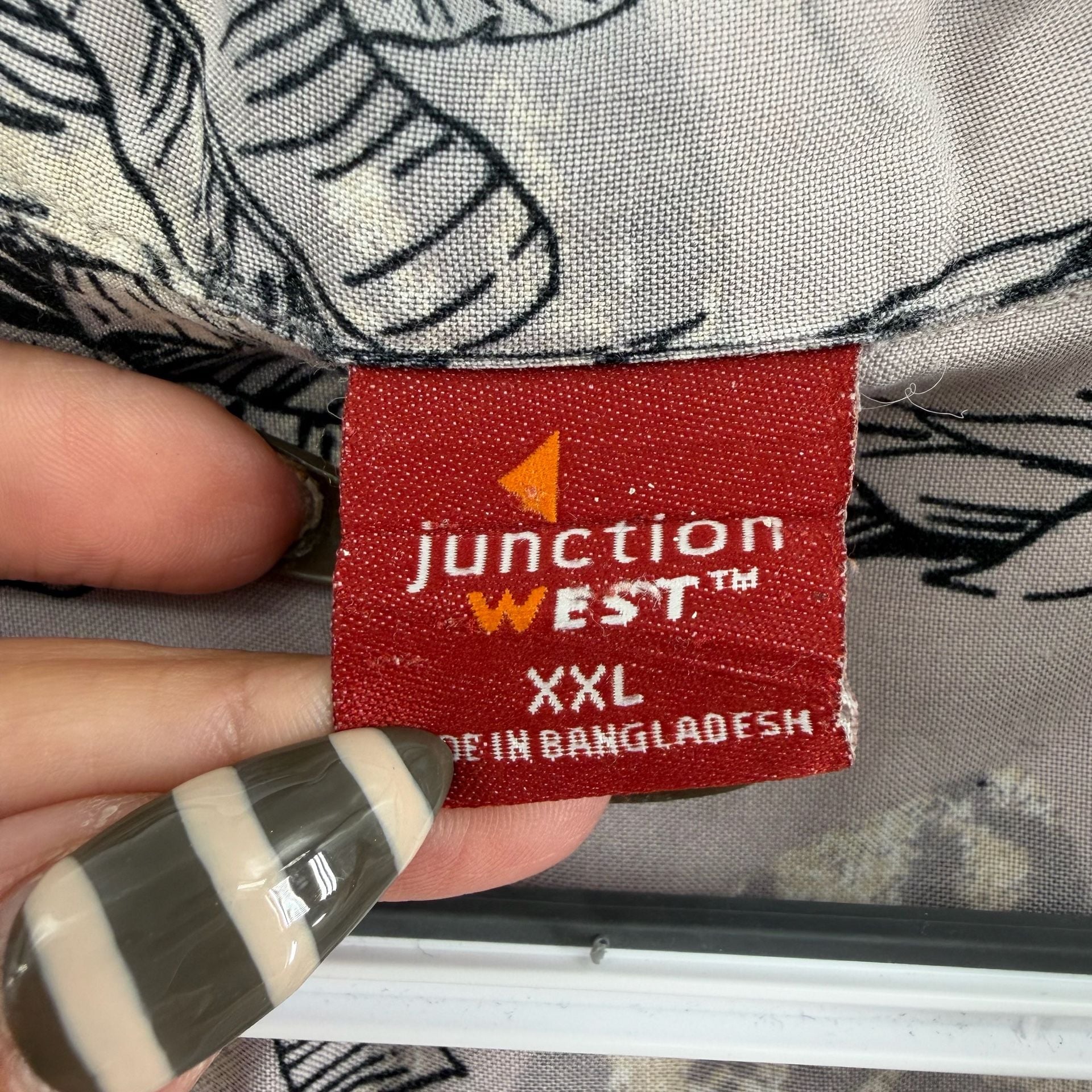 1685 Junction West Tropical Palm Leaf Button Down Shirt XXL Gray 4