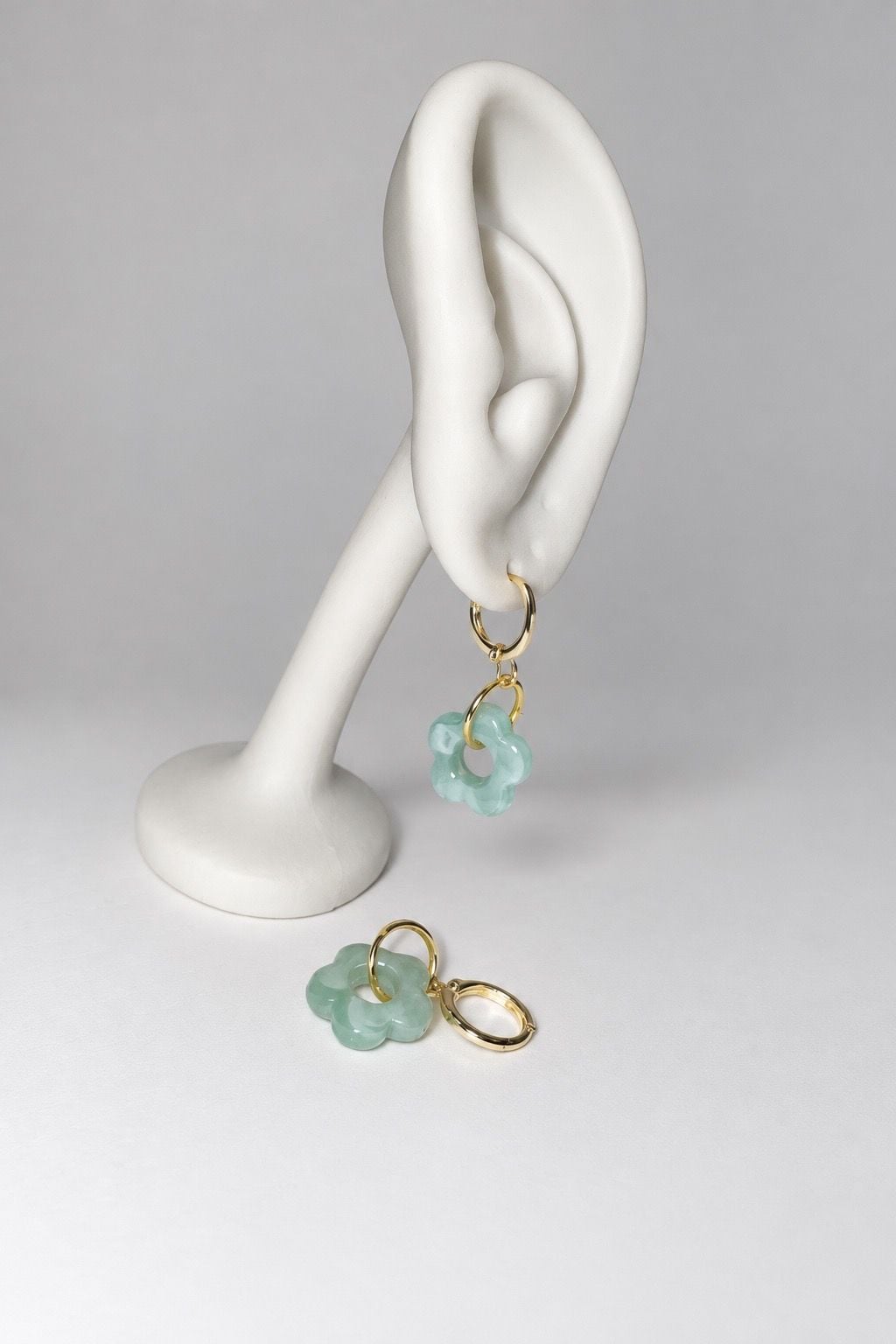 14k Gold-Filled Mint Blossom Charm Huggie Hoop Earrings 4