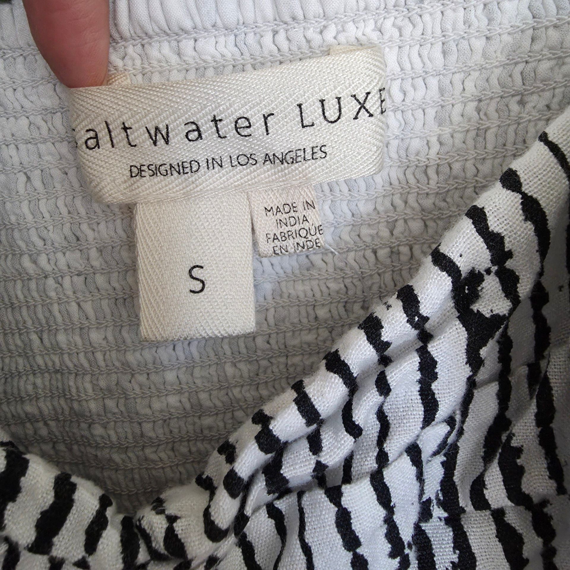 Saltwater Luxe Cami Size S Black White Striped Peplum Top 3