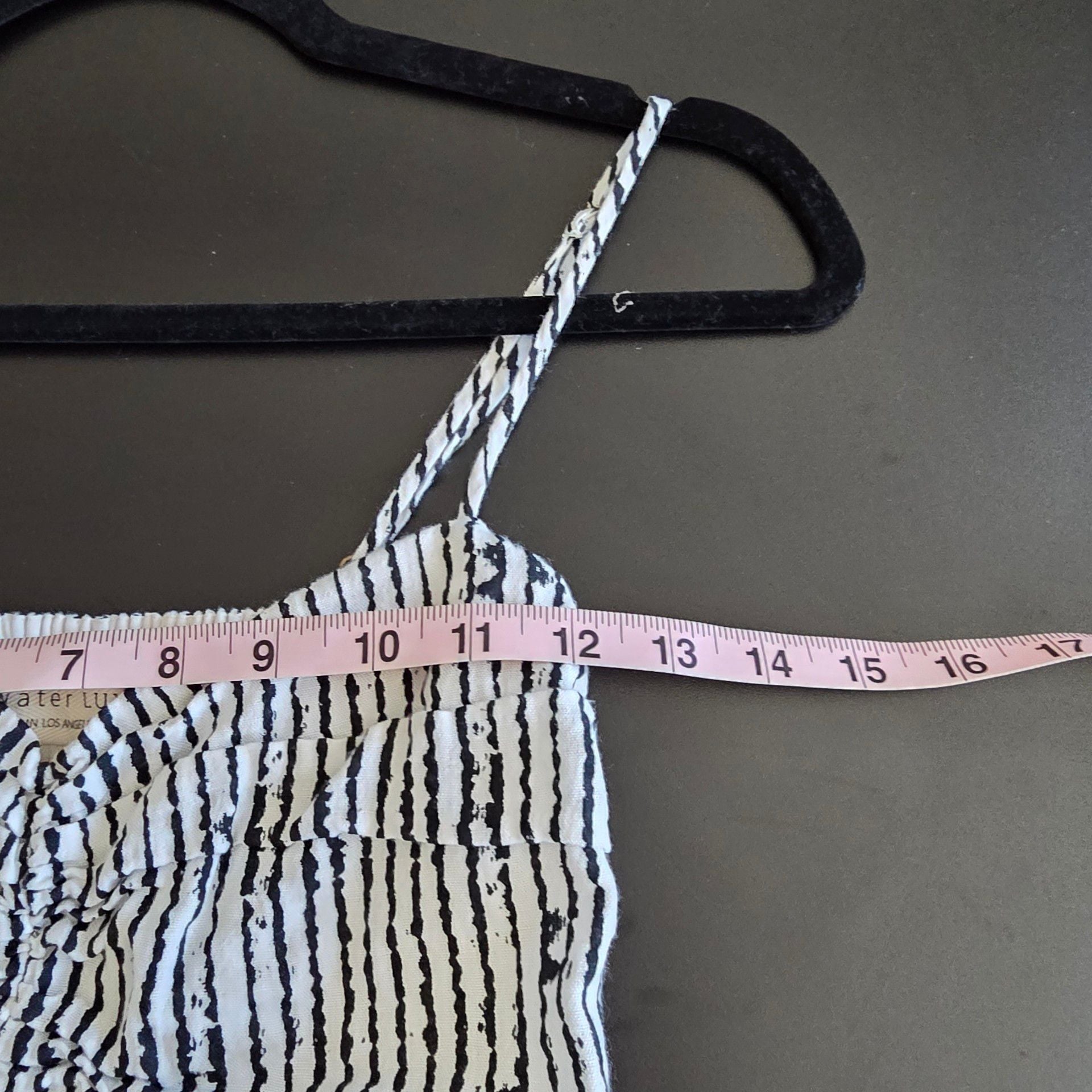 Saltwater Luxe Cami Size S Black White Striped Peplum Top 5