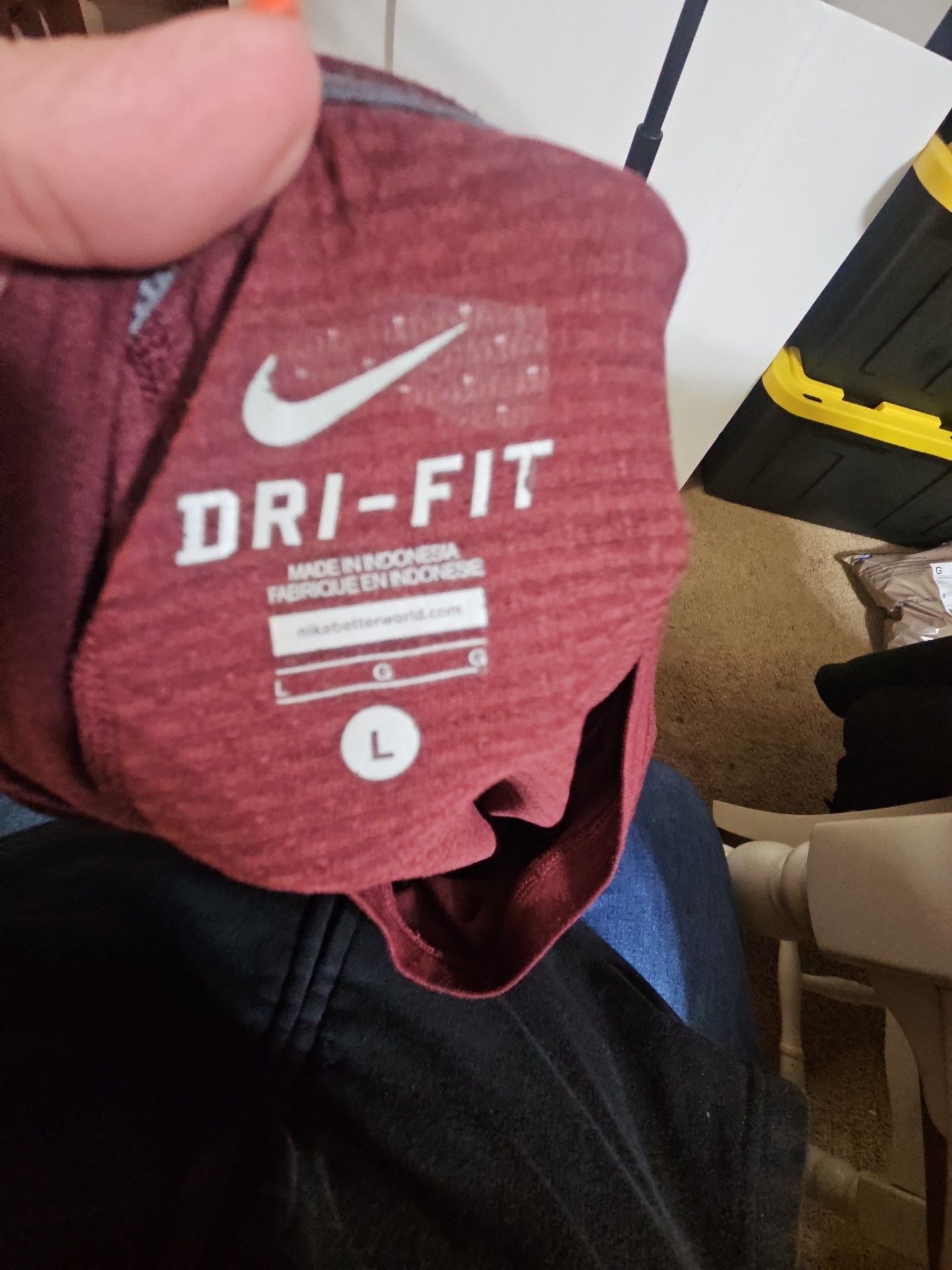 Nike Dri-FIT Long Sleeve Shirt Size L Maroon Athletic 4