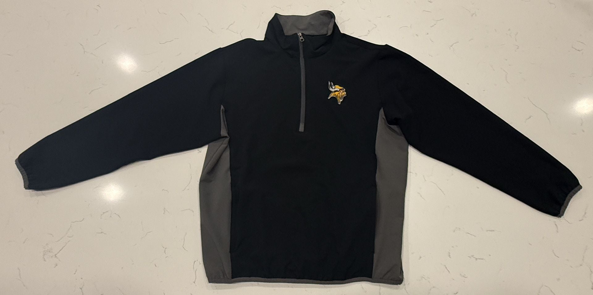 NFL Team Apparel Minnesota Vikings 1/4 Zip Pullover Jacket Black XL 2