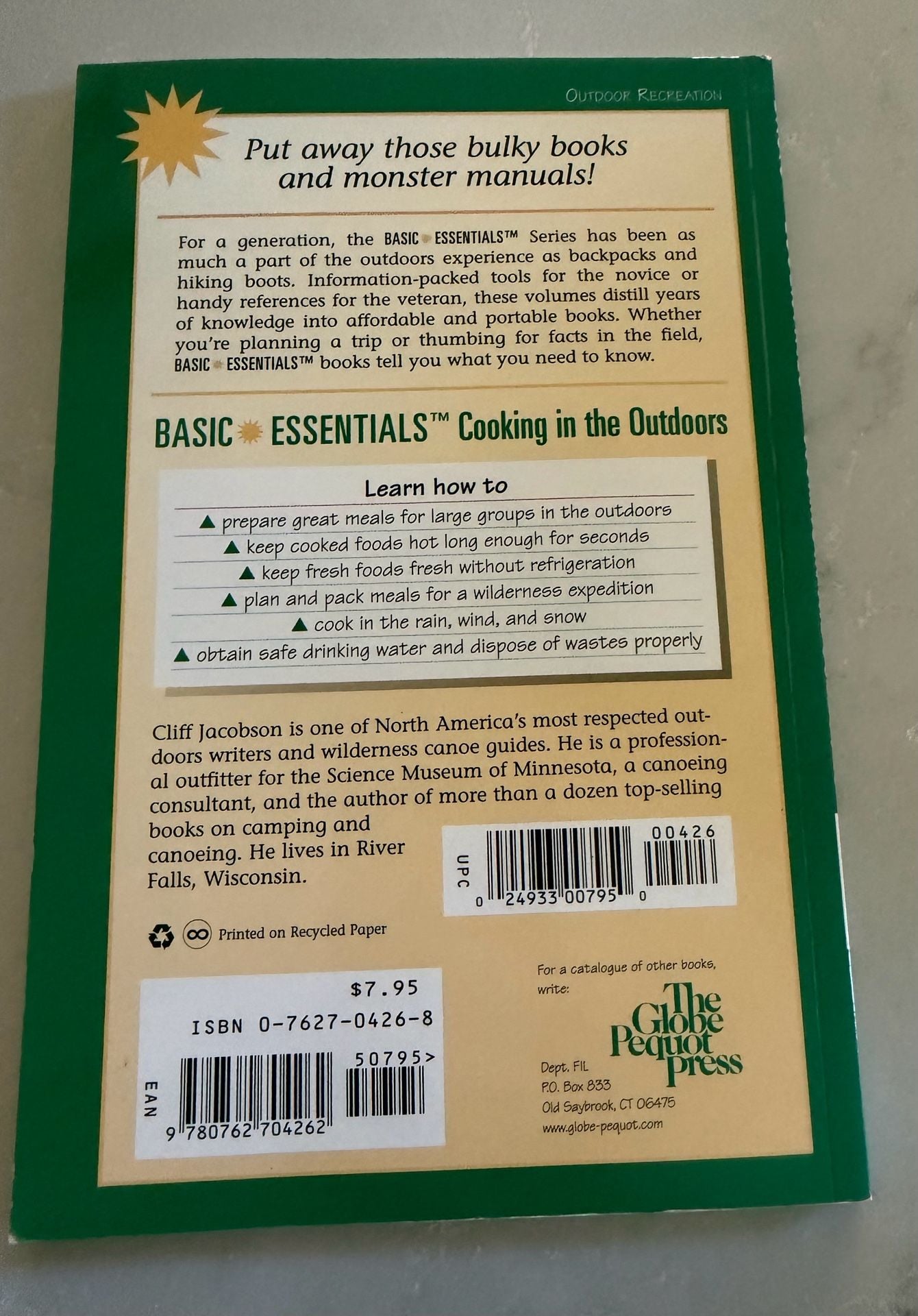 Basic Essentials Cooking In The Outdoors Book By Cliff Jacobson 2