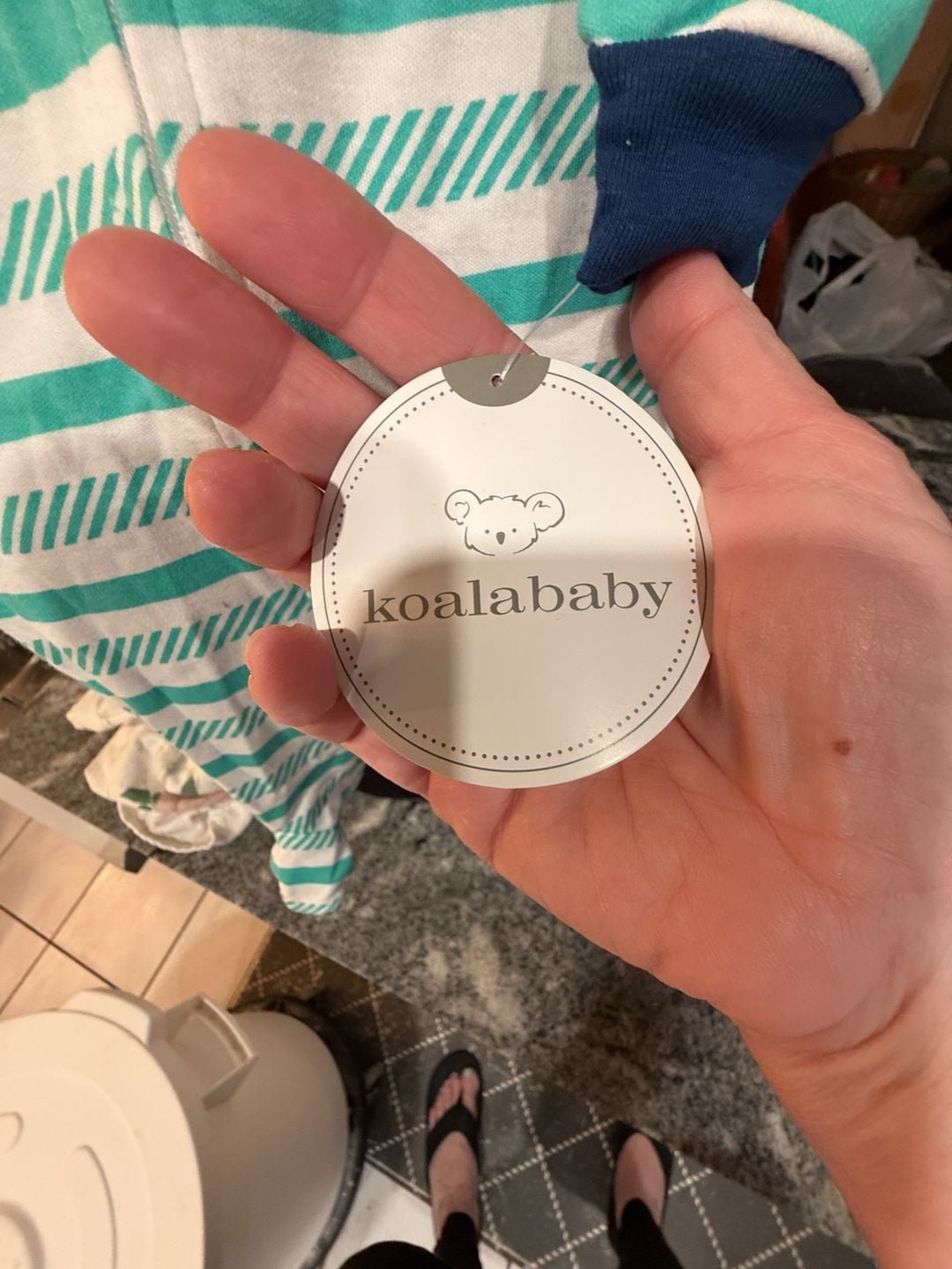 Koalababy Lil Bro Footed Sleeper Size 0-3m Striped Cotton 4