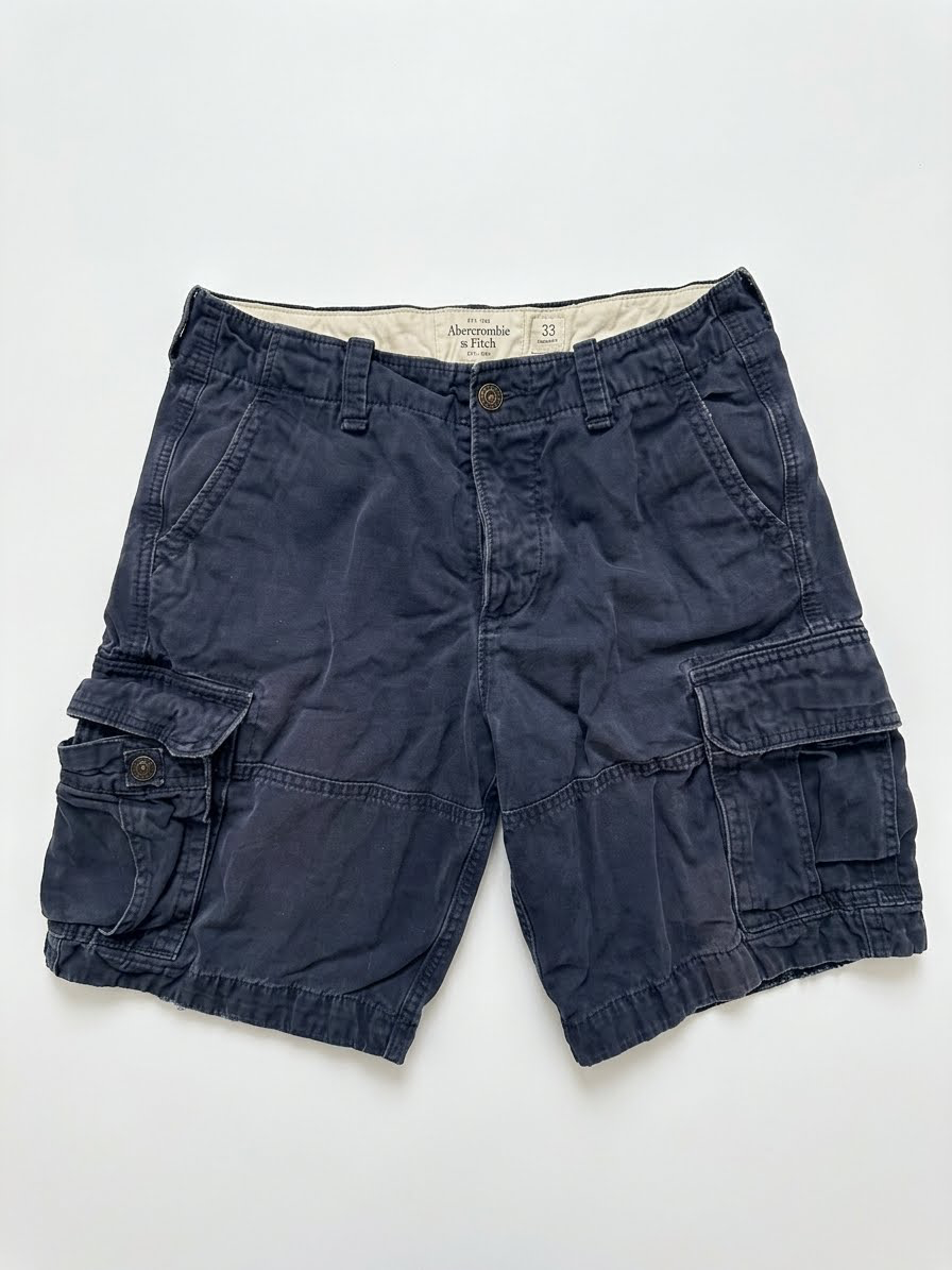 Y2K Abercrombie & Fitch Cargo Shorts Size 33 Navy Blue Cotton 2