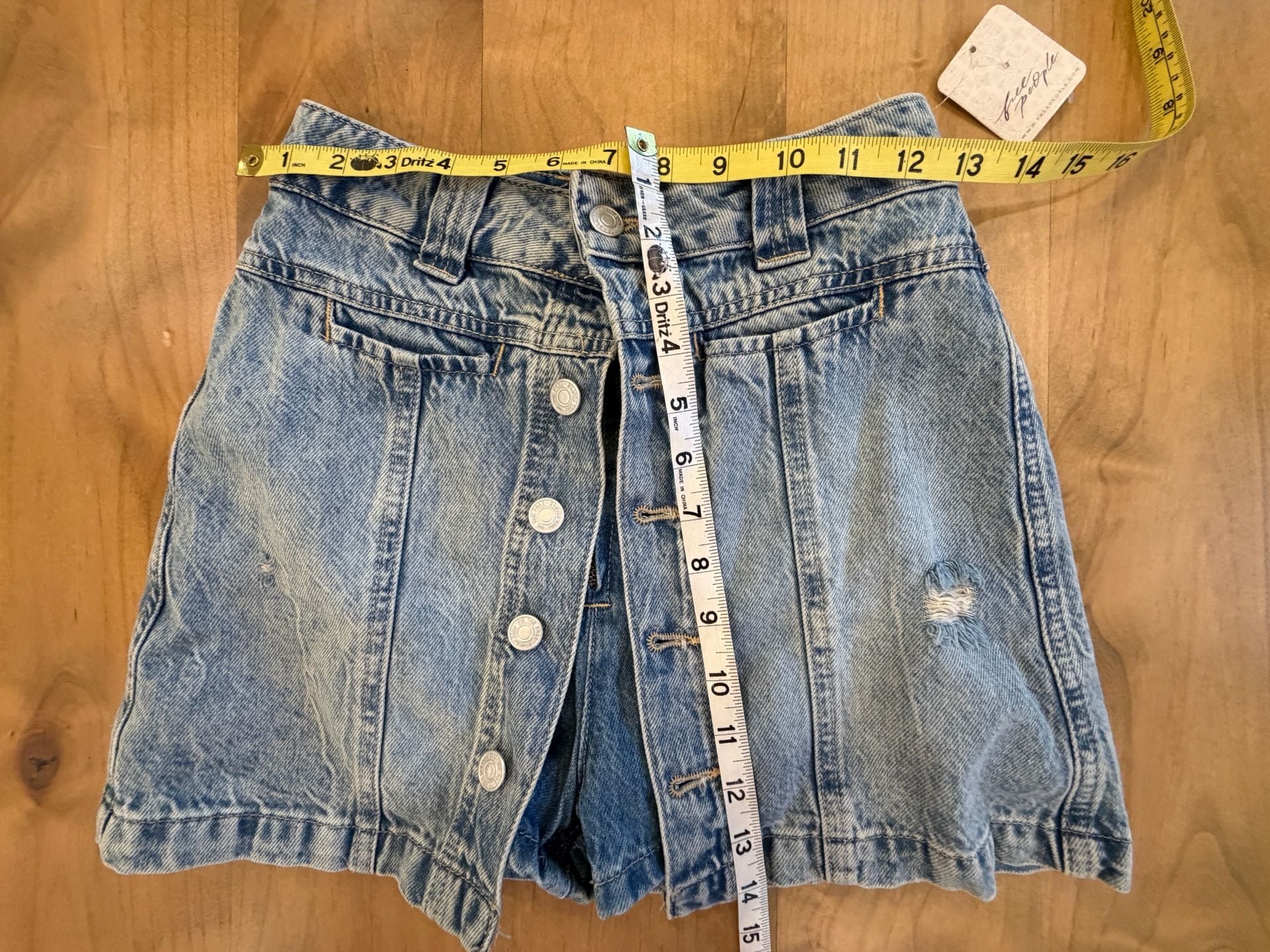 Free People Denim Skort Size 29 Blue Button Front 3