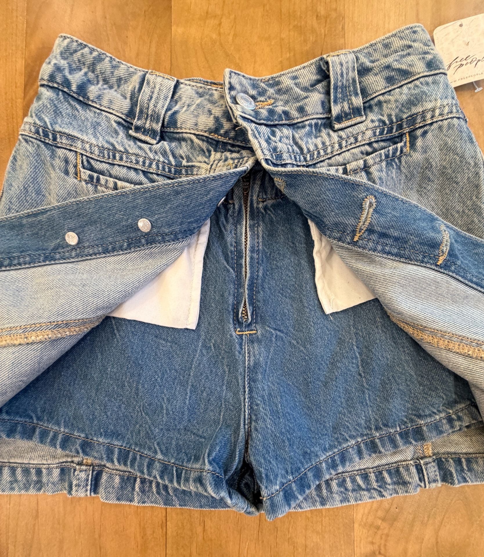 Free People Denim Skort Size 29 Blue Button Front 6