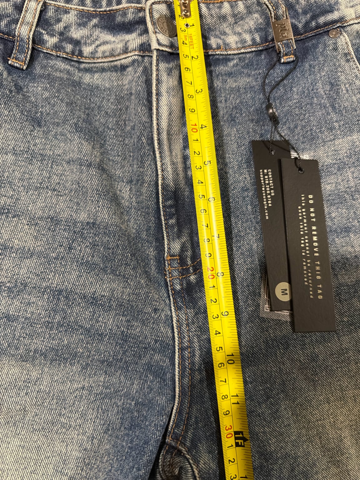 YOUNGLA Women’s Denim Bermuda Shorts Size M Blue Acid Wash Baggy Carpenter NWT 9