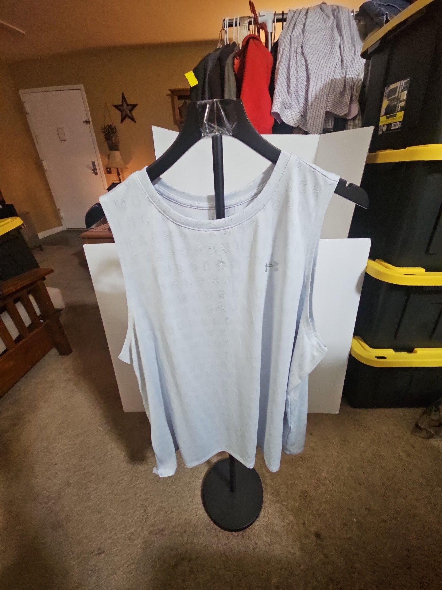 Under Armour Tank Top Size 2X Light Blue Logo Print Loose womens 2