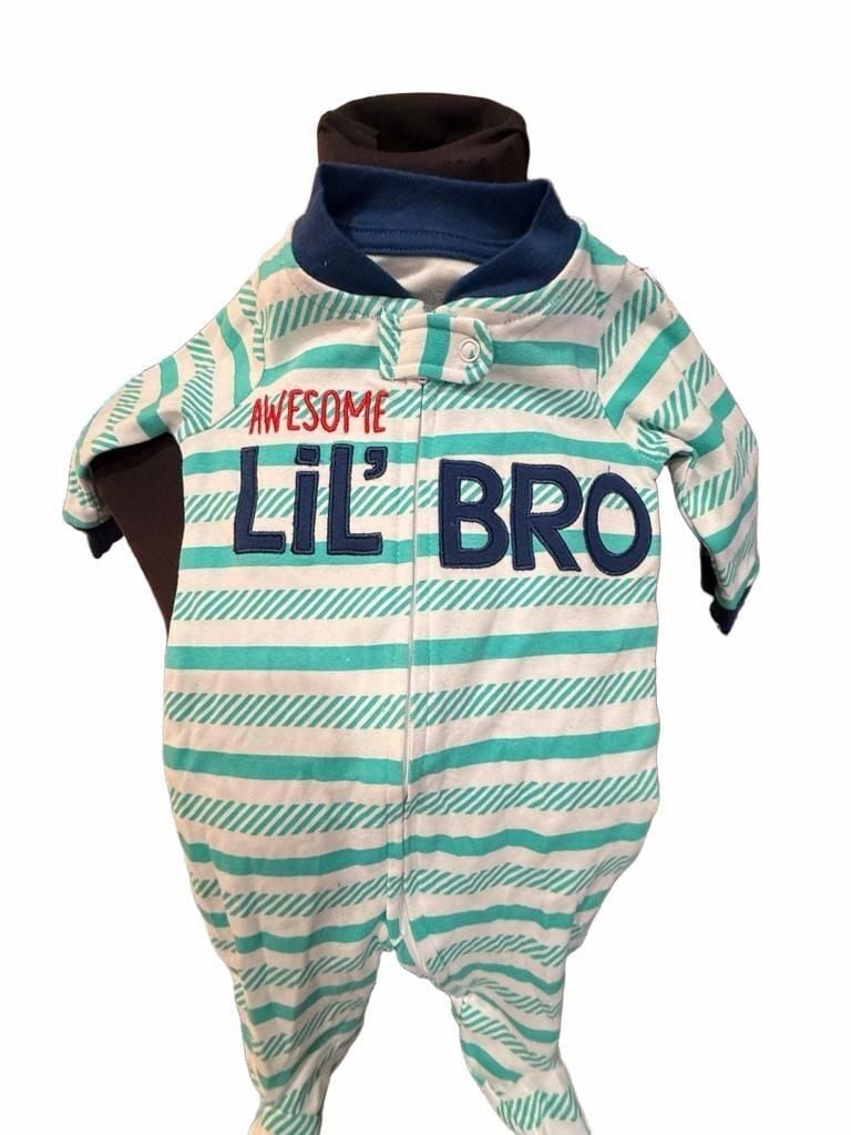 Koalababy Lil Bro Footed Sleeper Size 0-3m Striped Cotton 3