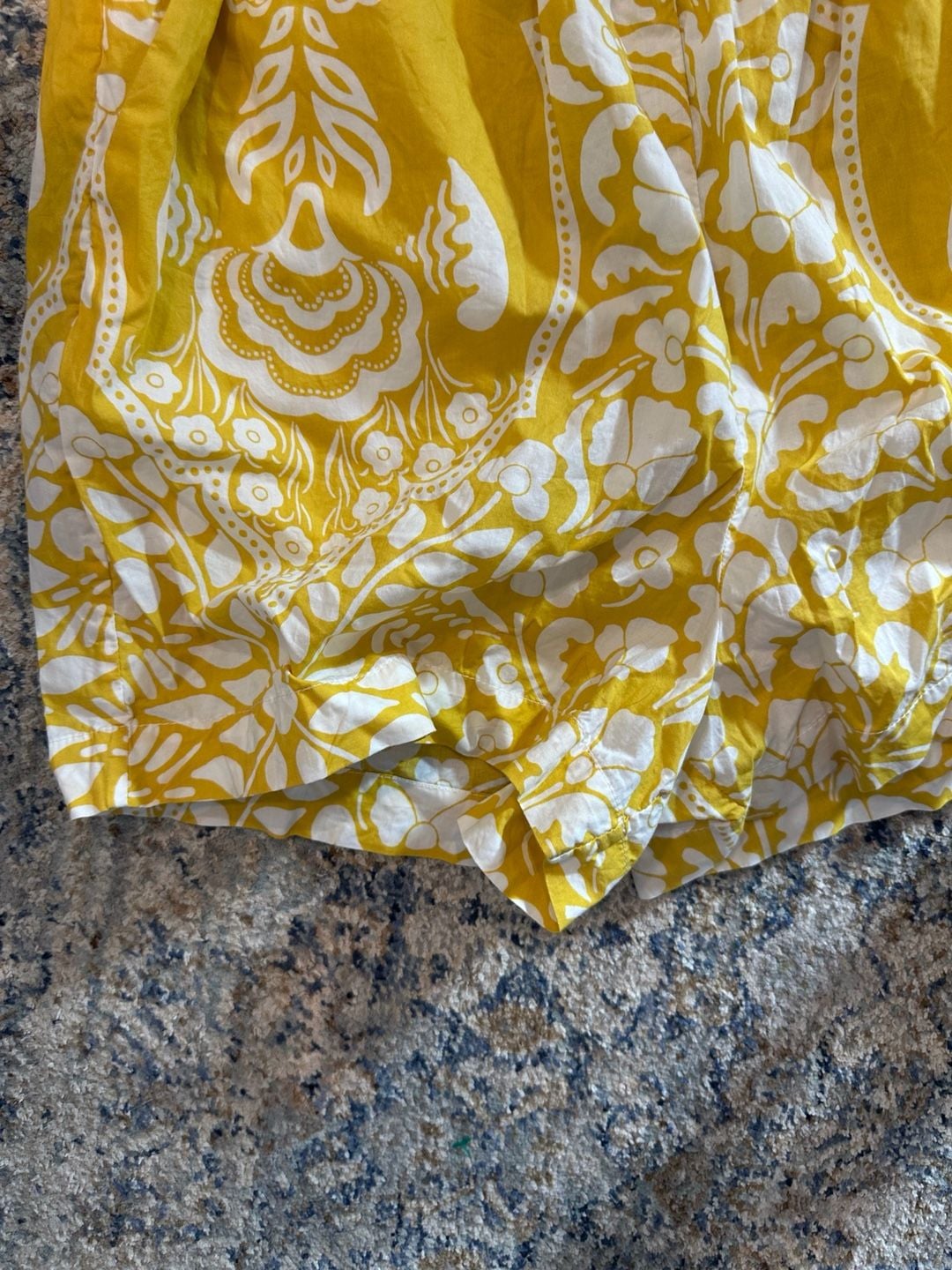 100% Cotton Boden Floral Print Off Shoulder Romper Size US 6P Yellow White 6
