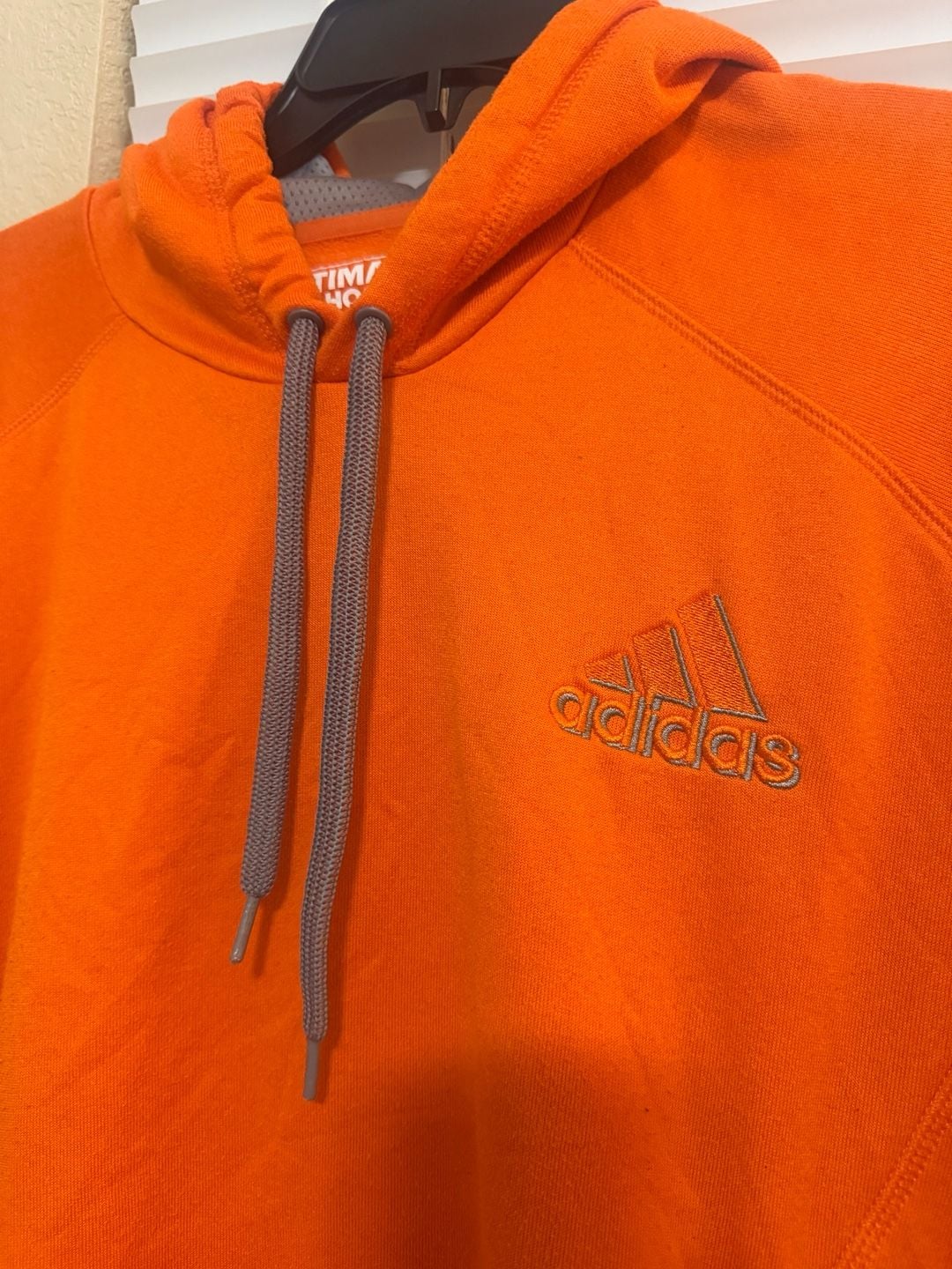 Adidas Ultimate Hoodie Size L Orange Gray Pullover Sweatshirt 4