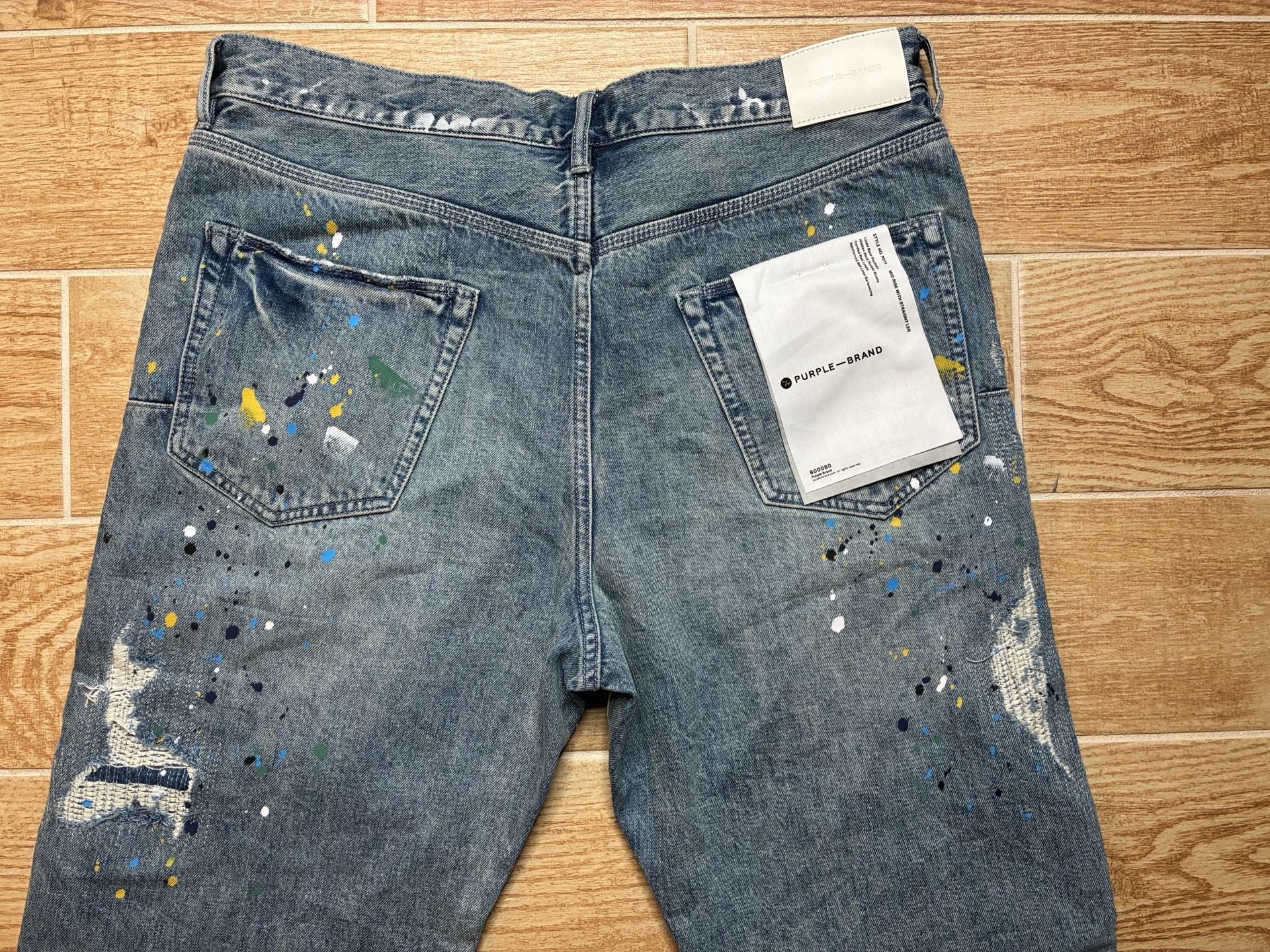 Purple Brand P011 Jeans Mens 36 Paint Splatter Distressed Straight Leg Ankle Zip 7