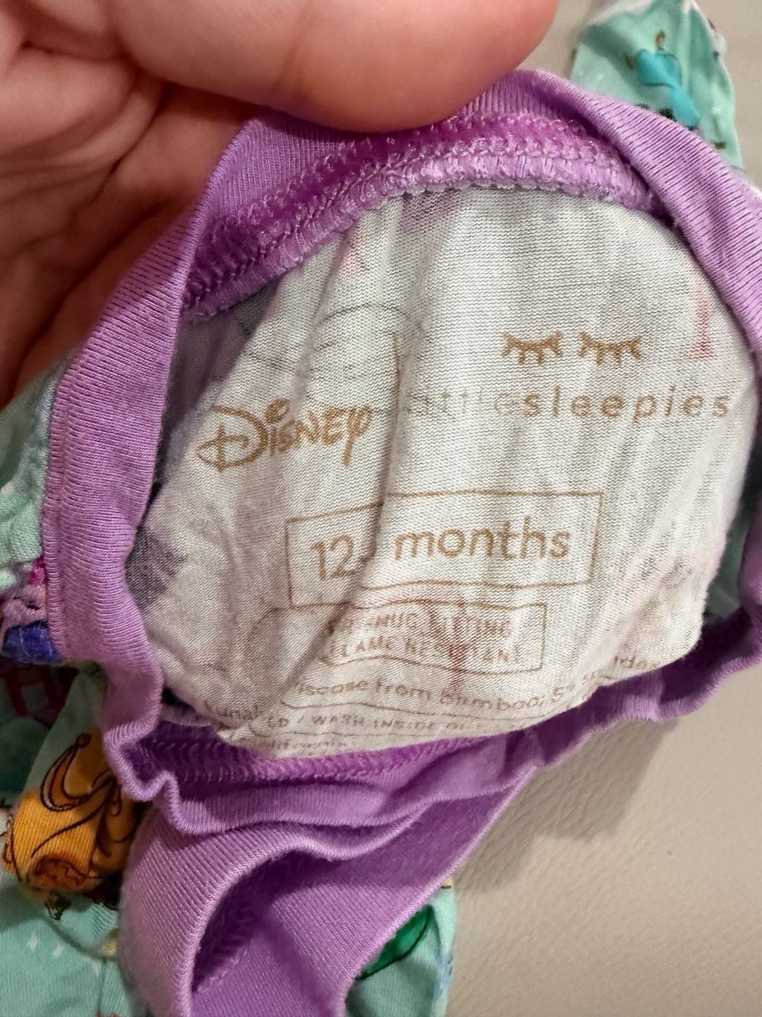 Disney Little Sleepies Pajama Set Size 18 Months Princess Dreams Bamboo 2