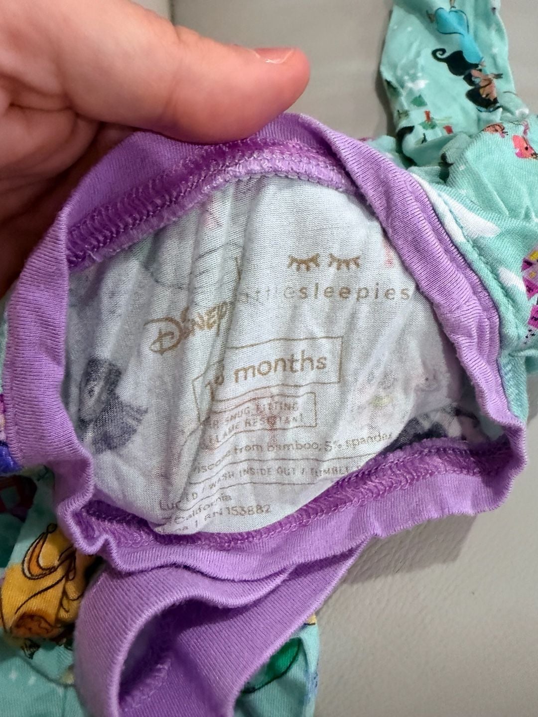 Disney Little Sleepies Pajama Set Size 18 Months Princess Dreams Bamboo 3