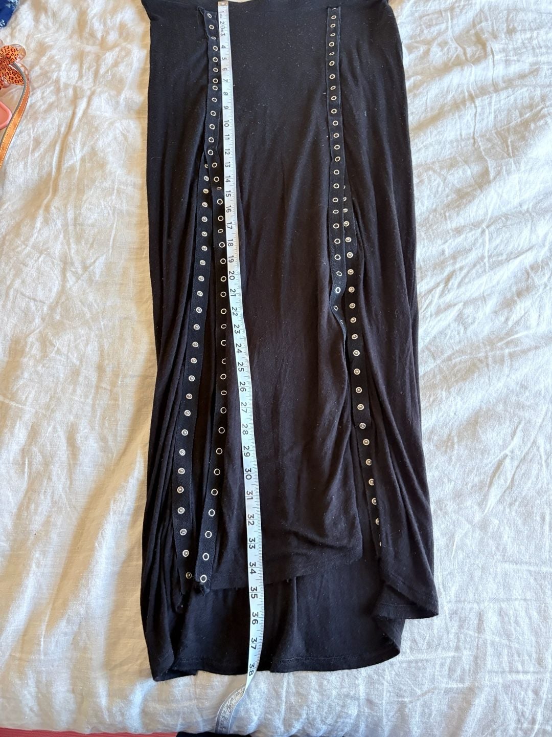 Vintage Y2K Agaci Grommet Detail Black Maxi Skirt 10