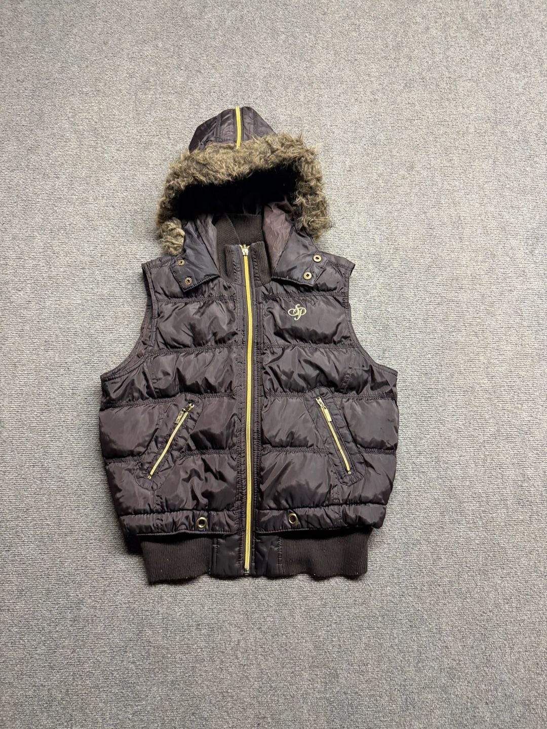 Southpole Puffer Jacket Womens M/L Black Vest Cropped Zip Off ... 2