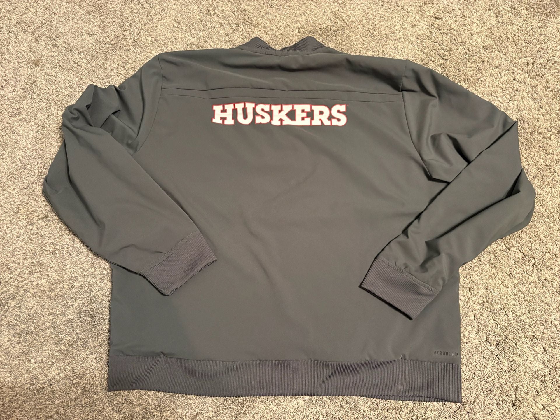 Adidas Nebraska Huskers Bomber Jacket Size XL Grey Full Zip 7