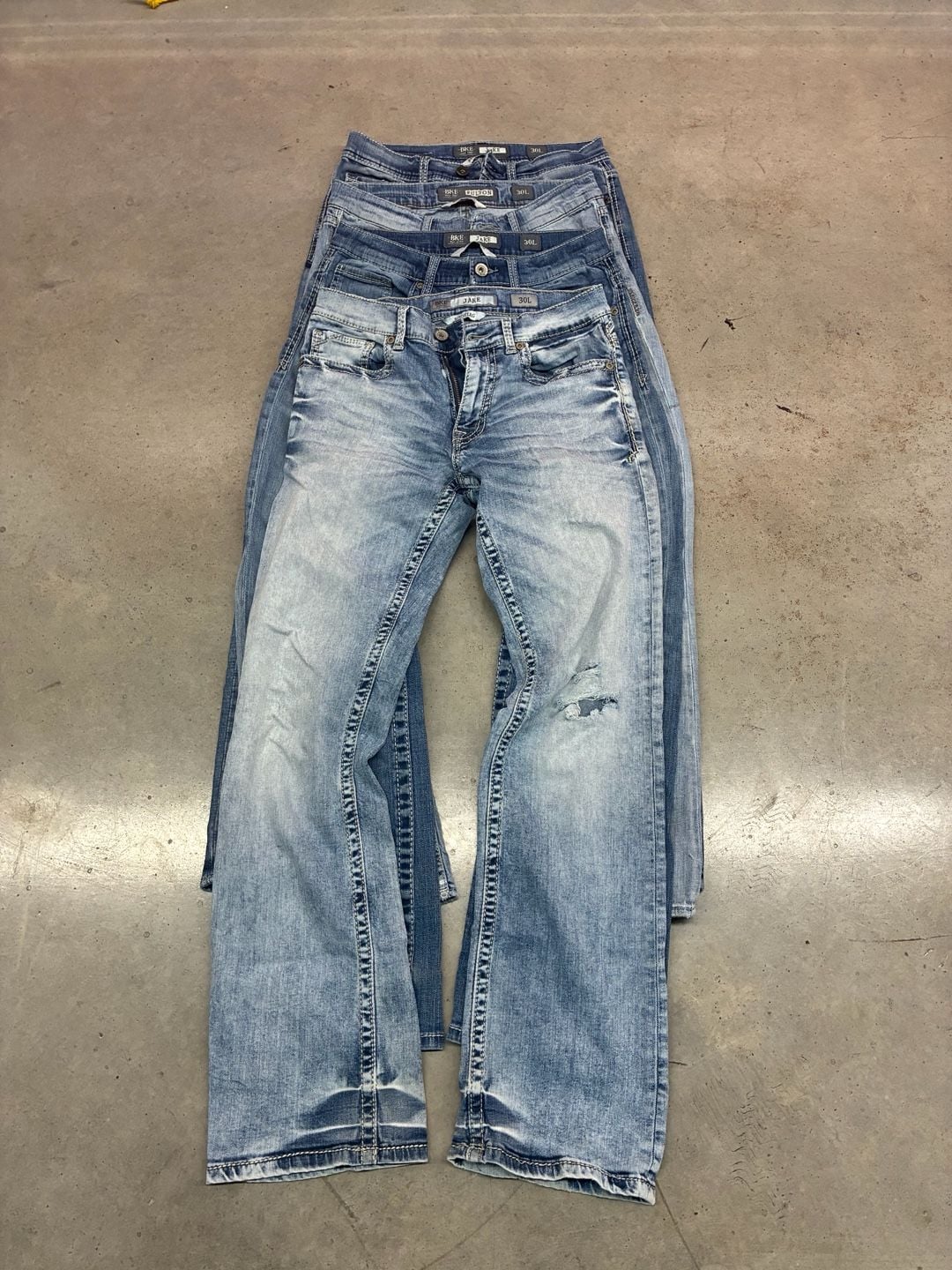 Bundle Of 4 BKE Jake Straight Jeans Size 30L Light Wash Denim 7