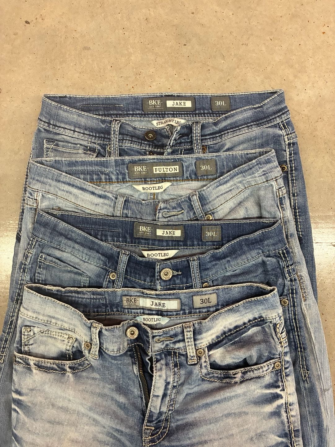 Bundle Of 4 BKE Jake Straight Jeans Size 30L Light Wash Denim 8