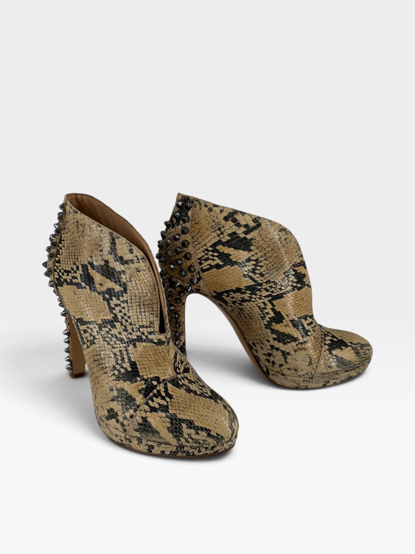 BCBGMAXAZRIA Snakeskin Studded Ankle Boots 2