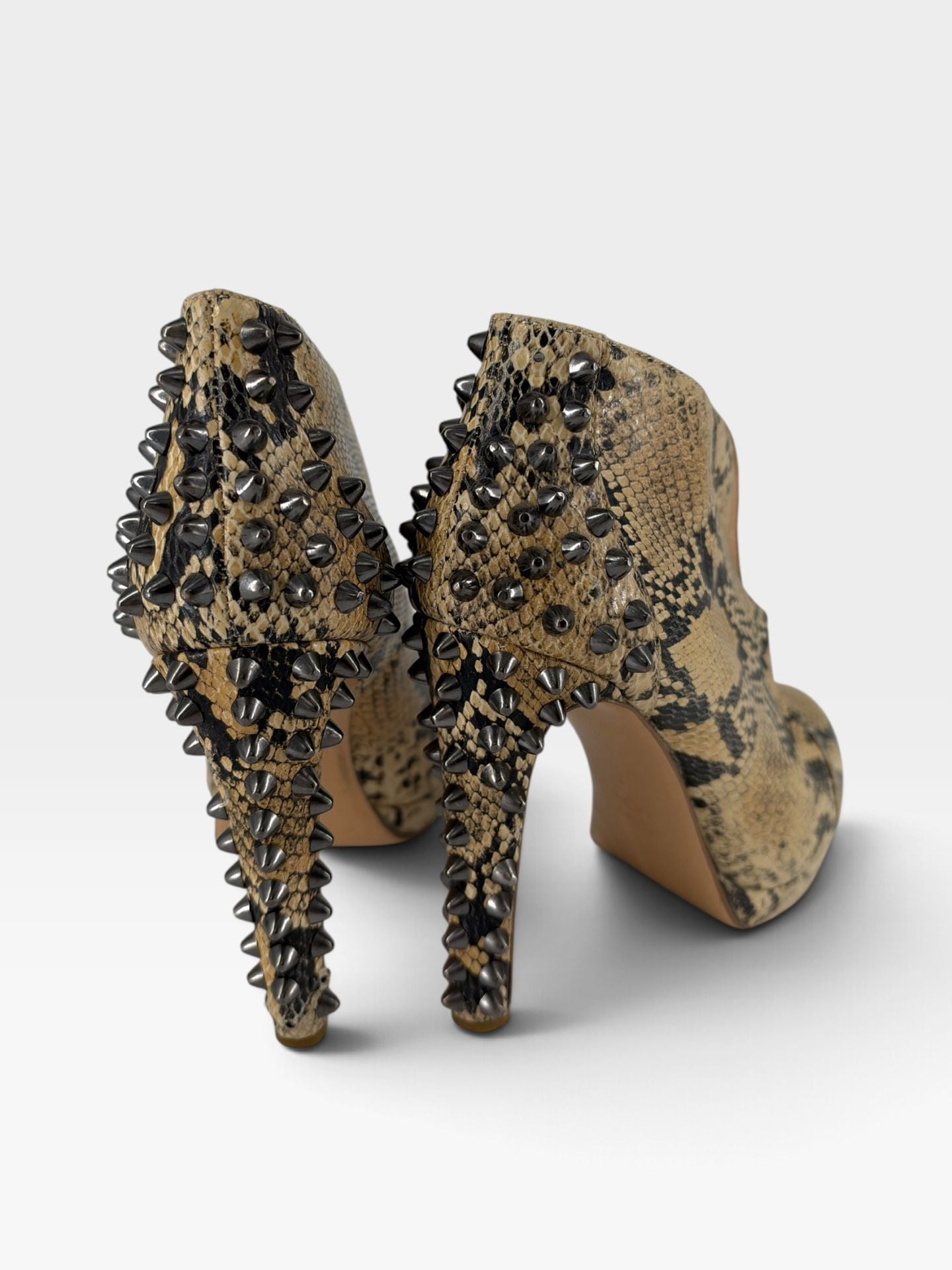 BCBGMAXAZRIA Snakeskin Studded Ankle Boots 4