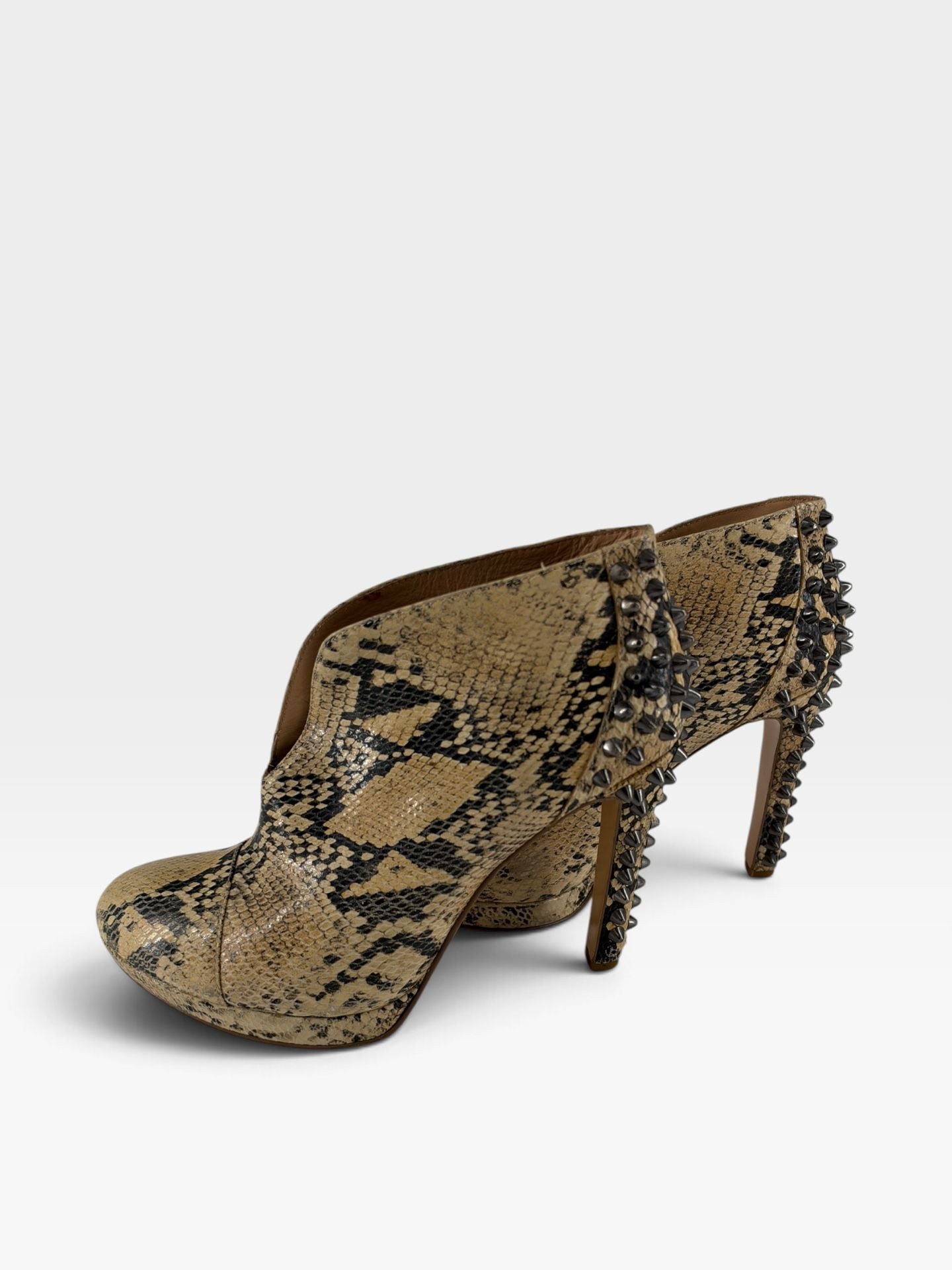 BCBGMAXAZRIA Snakeskin Studded Ankle Boots 5