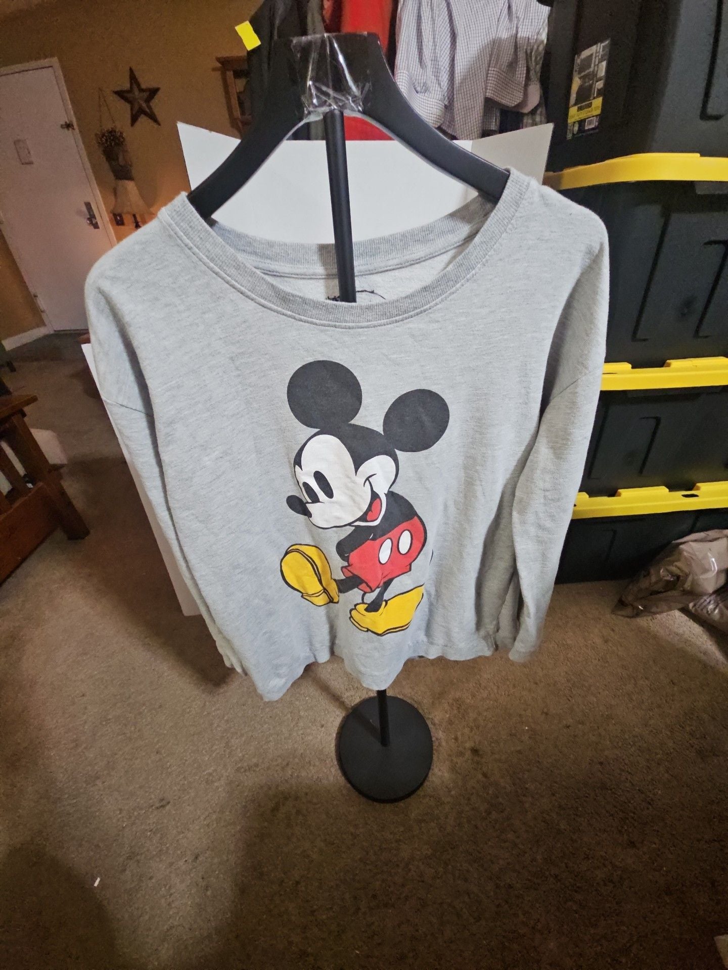 Disney Mickey Mouse Sweatshirt Size L Gray Graphic Pullover 1