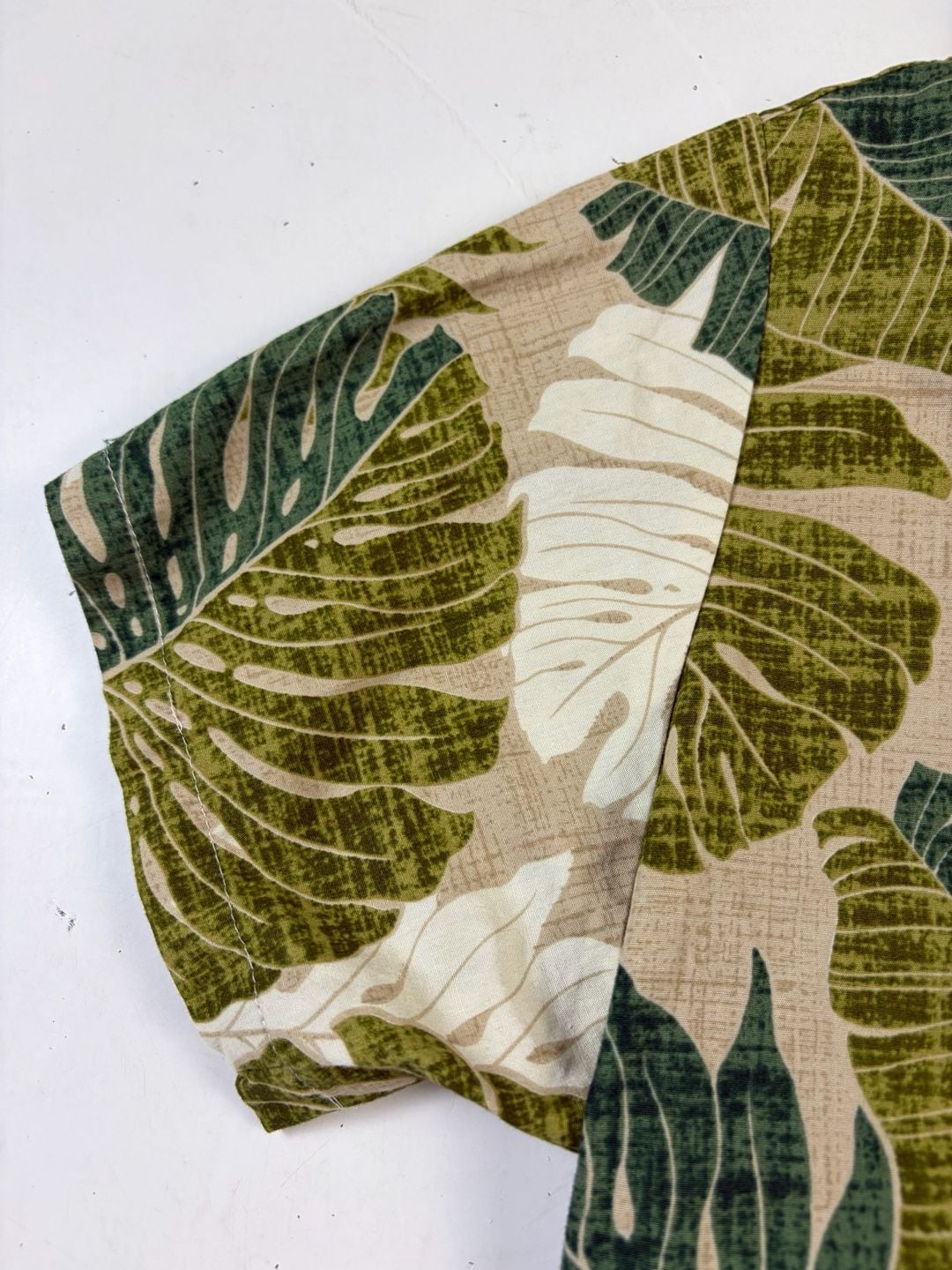 Malihini Hawaii Tropical Leaf Hawaiian Collared Button Down Shirt Green Size M (OF) 5